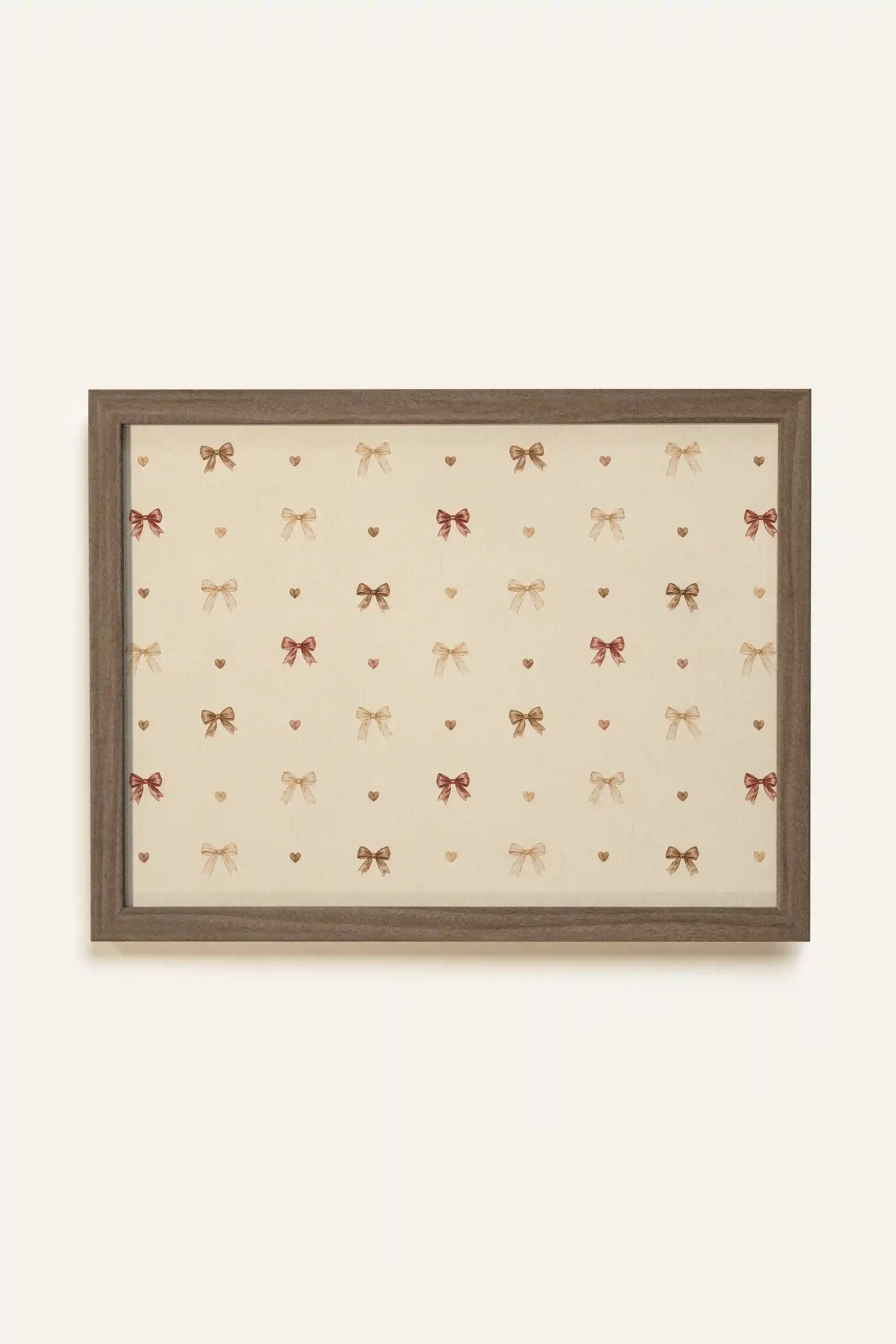 BOW & HEART, Oeuvre sur toile rigide, encadré brun chêne