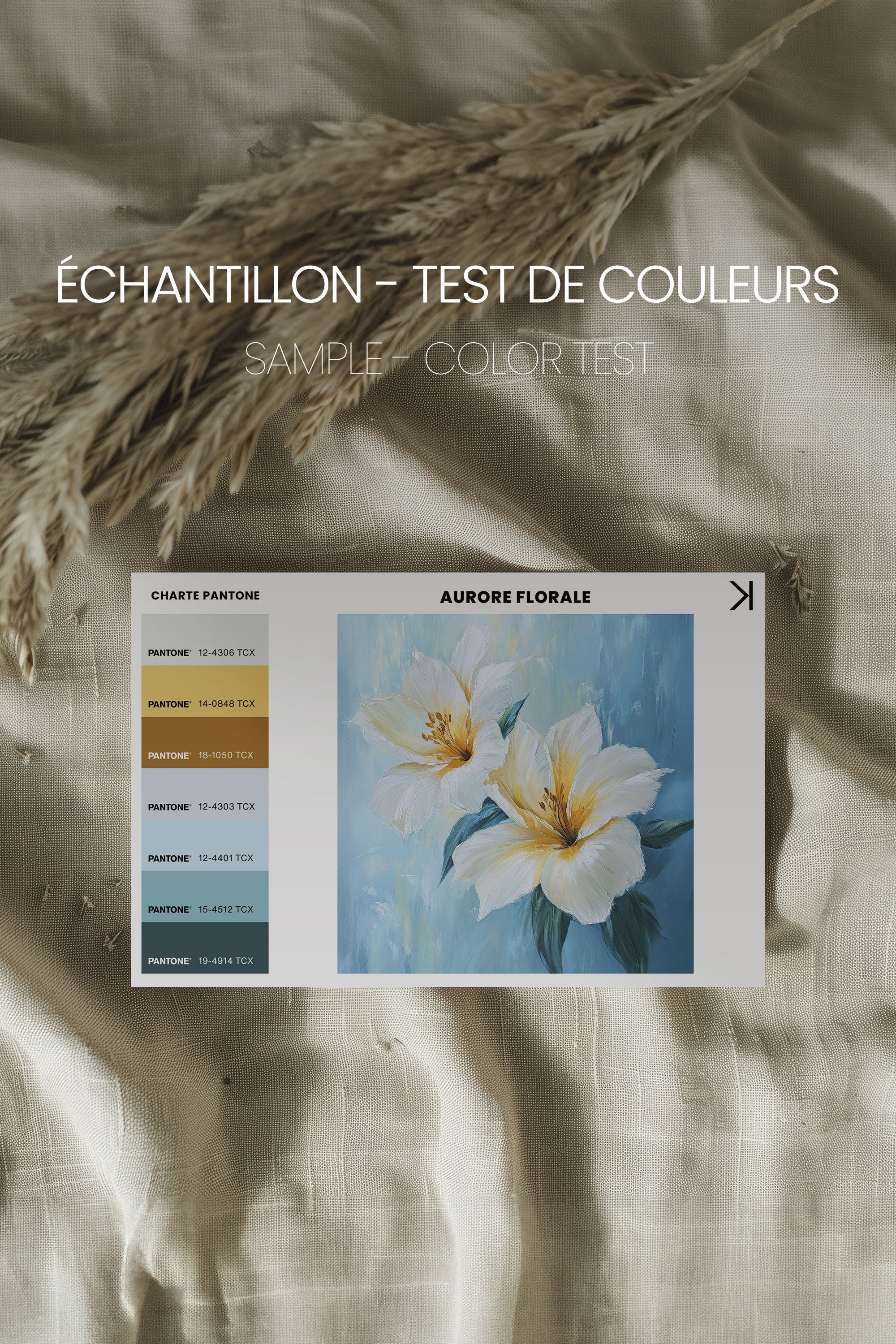 OLEKA CANVAS - AURORE FLORALE, Oeuvre sur toile étirée, encadré Naturel Clair