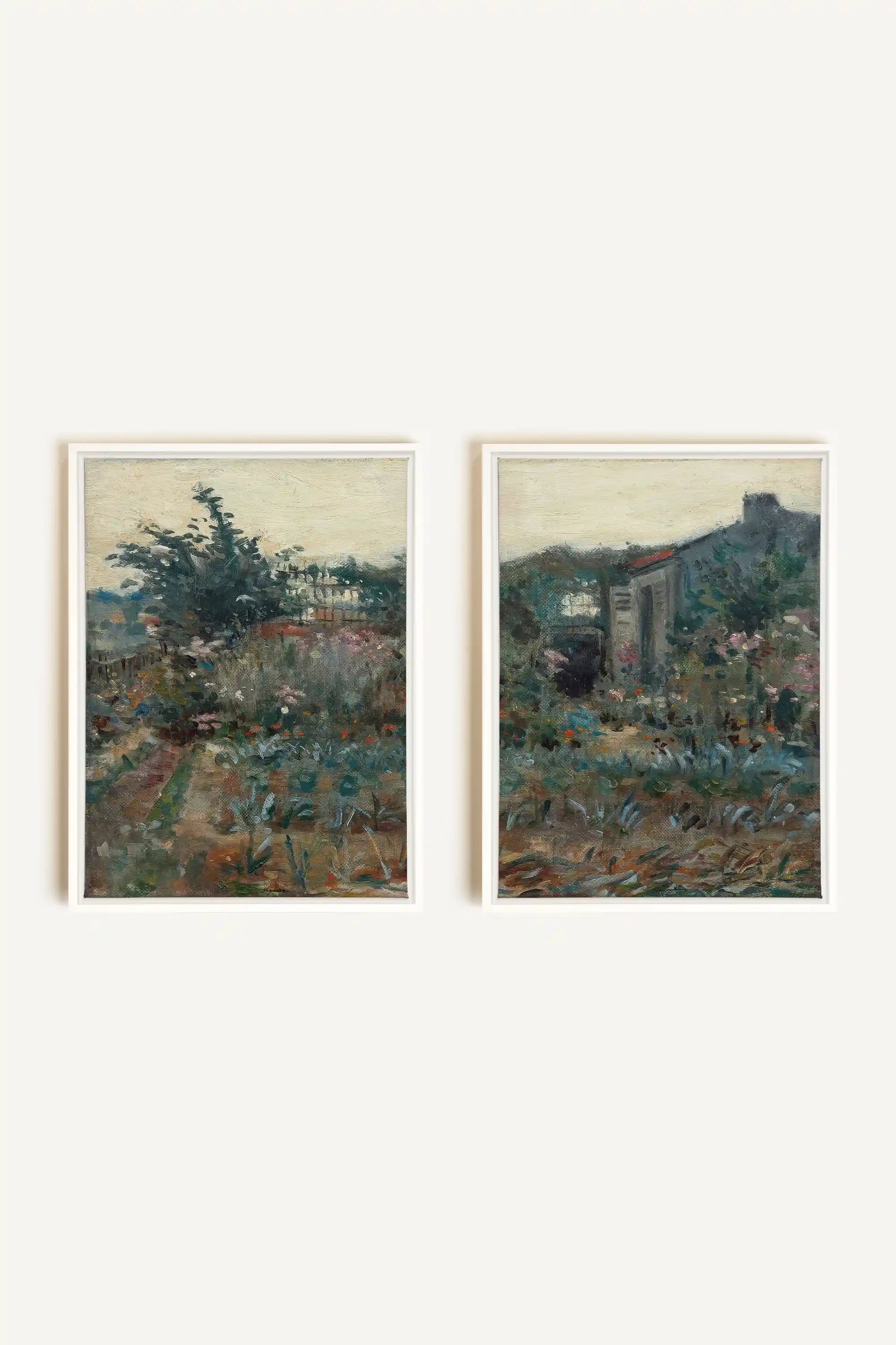 TIMELESS GARDEN DUO, 2 Oeuvres sur toile étirée, encadré Blanc