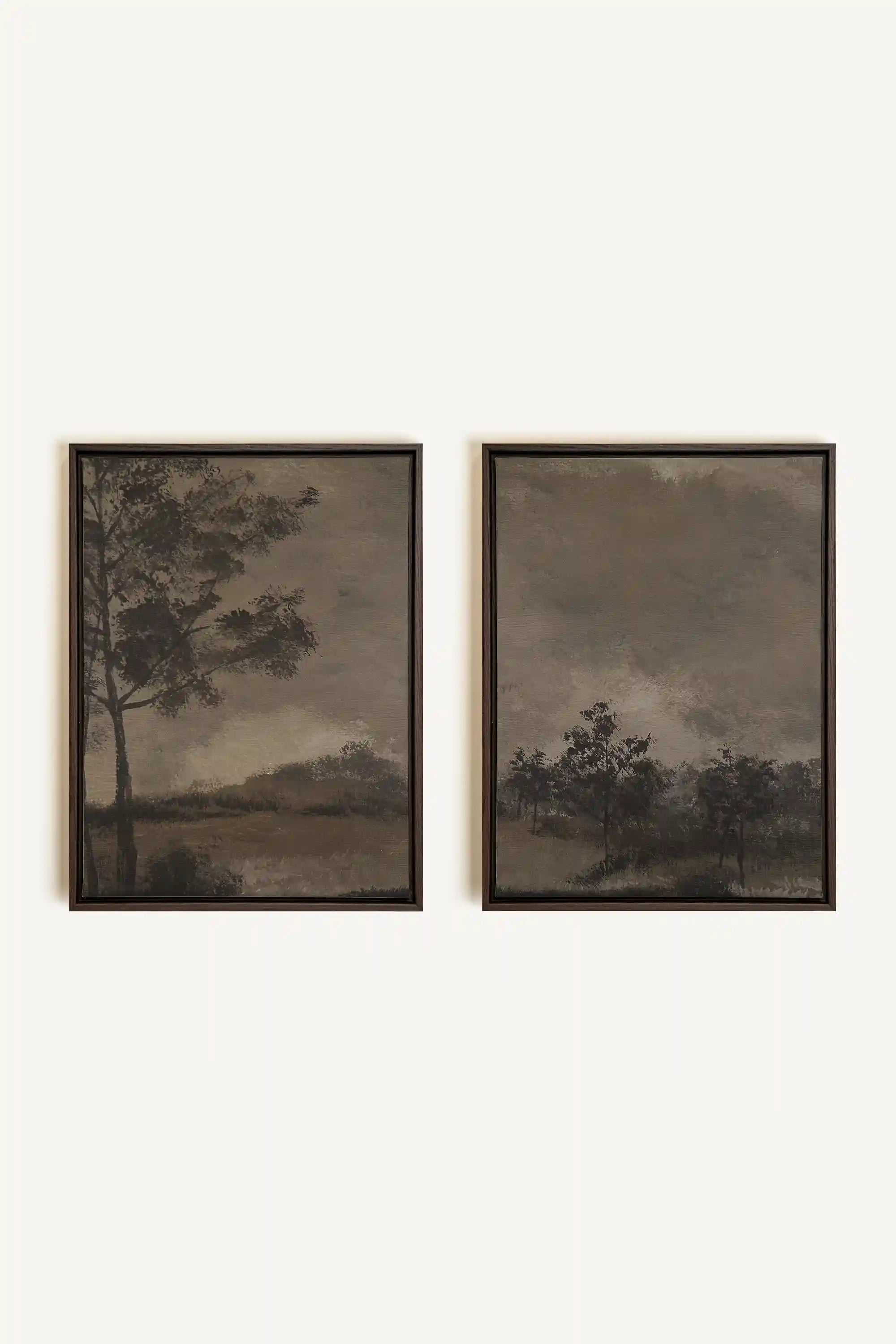 ASHEN GROVE DUO, 2 Oeuvres sur toile étirée, encadré Brun Noyer