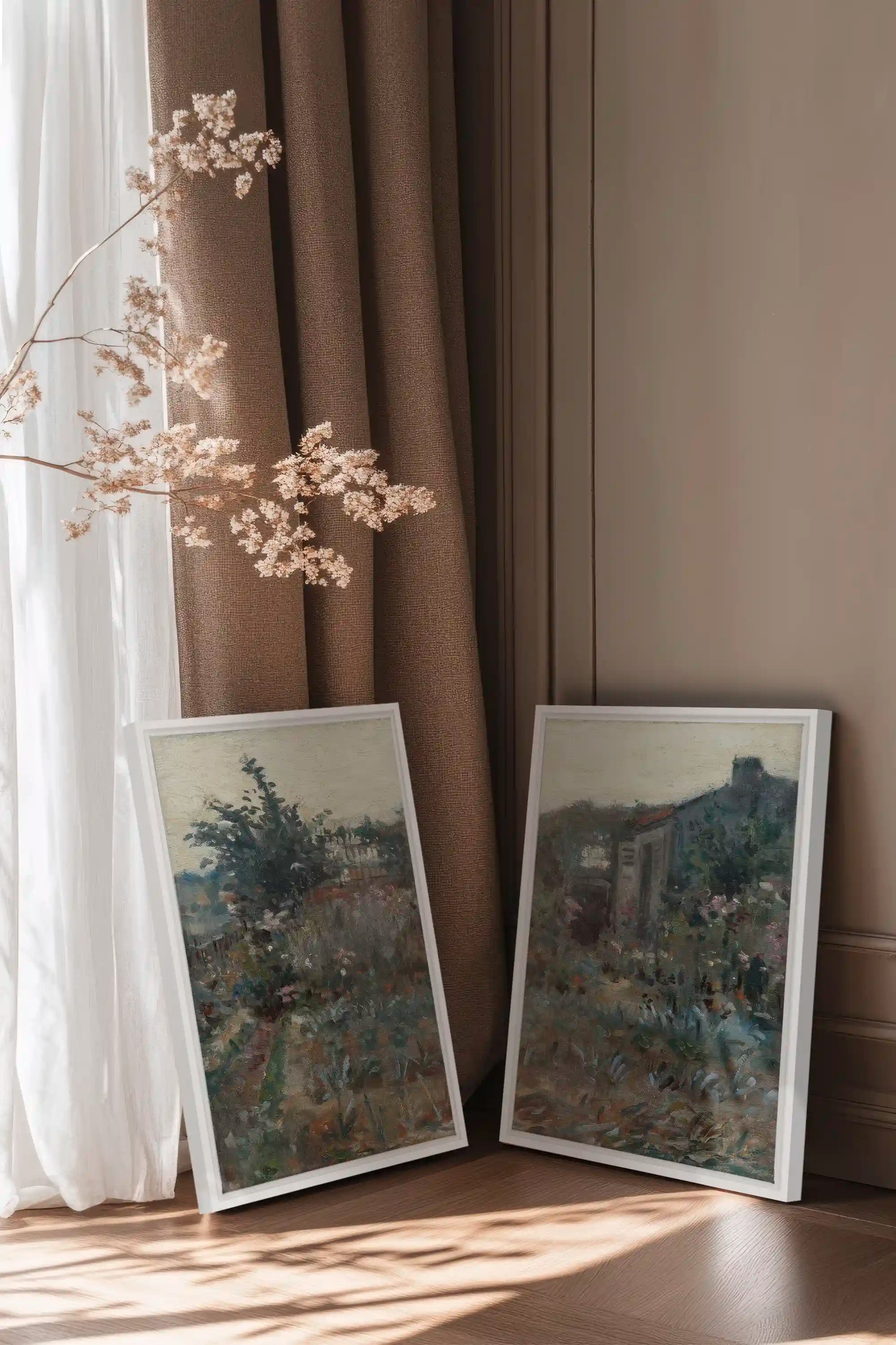 TIMELESS GARDEN DUO, 2 Oeuvres sur toile étirée, encadré Blanc