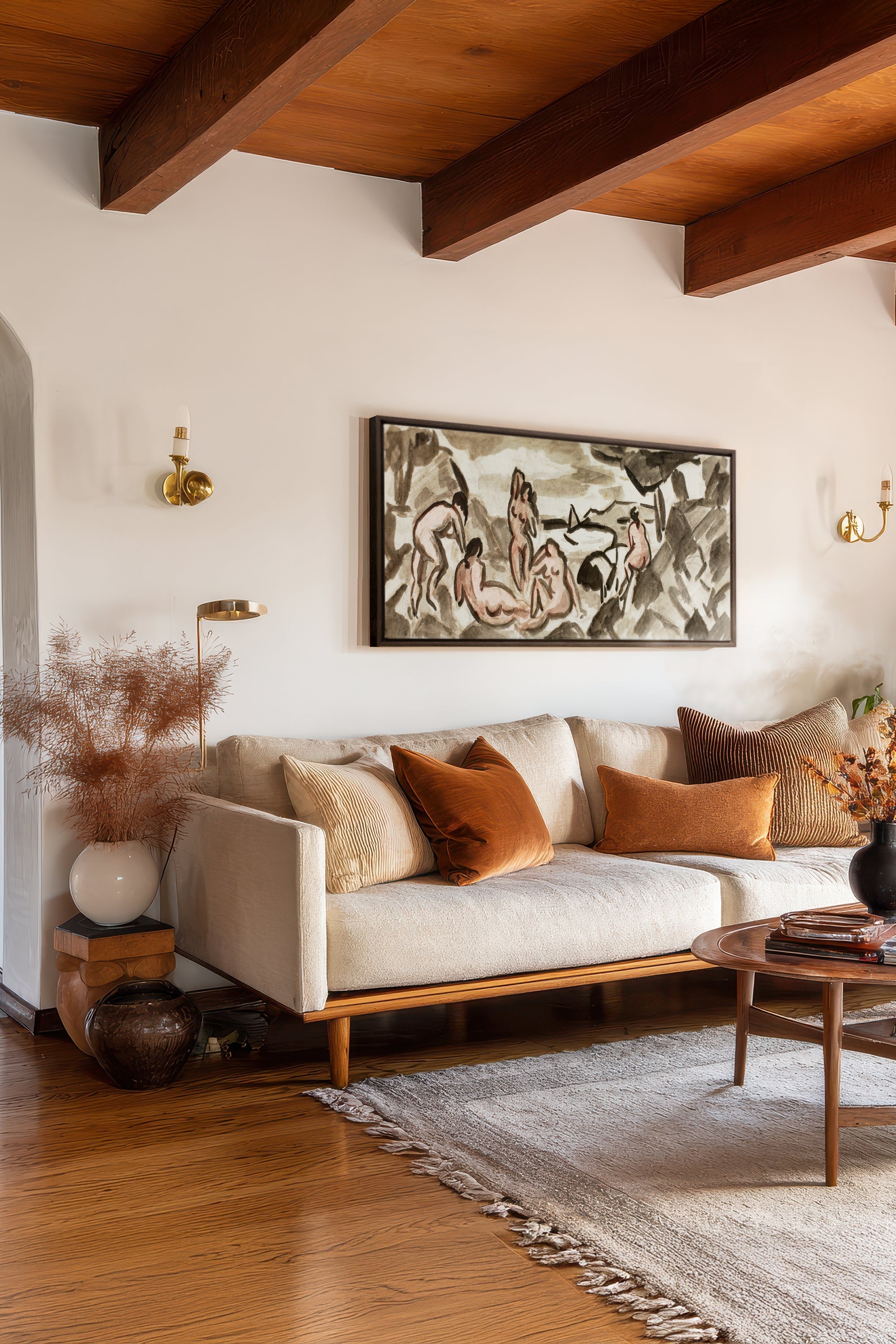 TERRE HUMAINE, Artwork on stretched canvas, framed in Walnut Brown