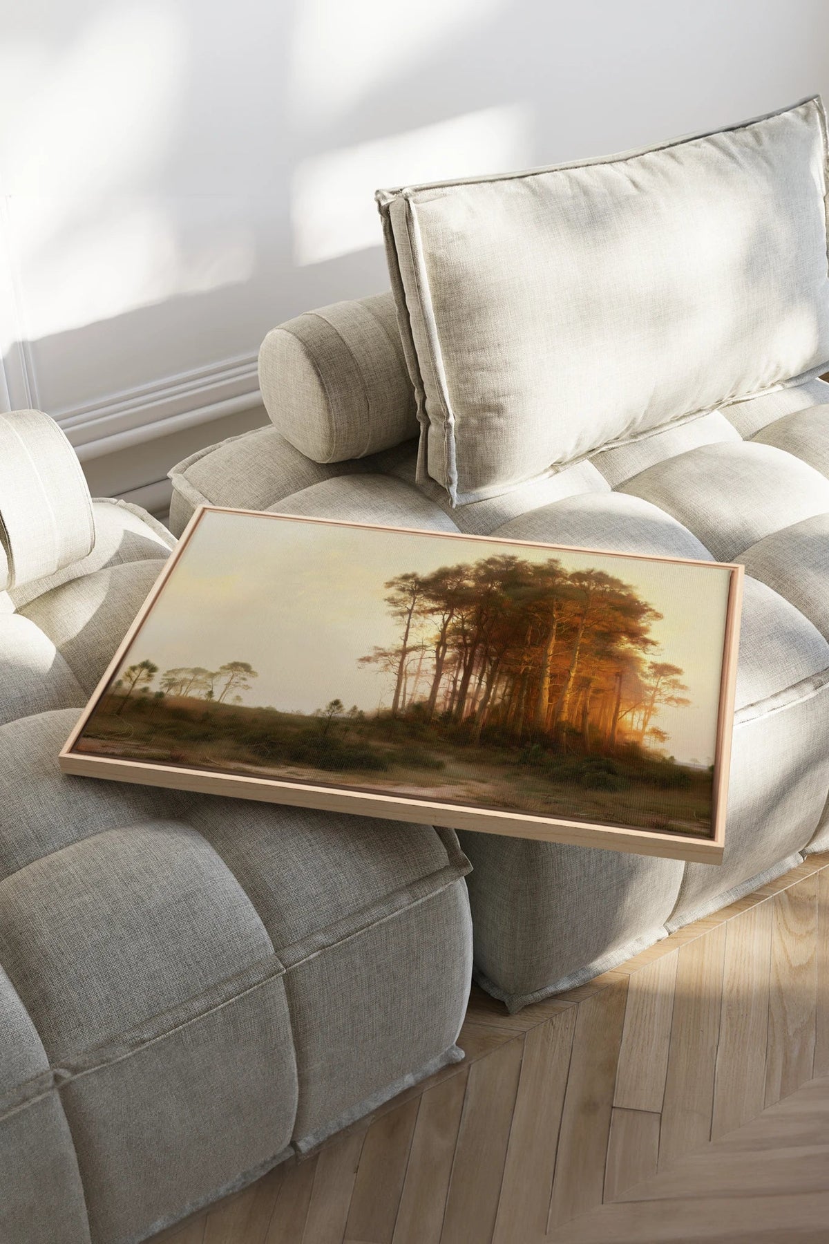 LISIÈRE DU JOUR, Oeuvre sur toile étirée, encadré Naturel Clair