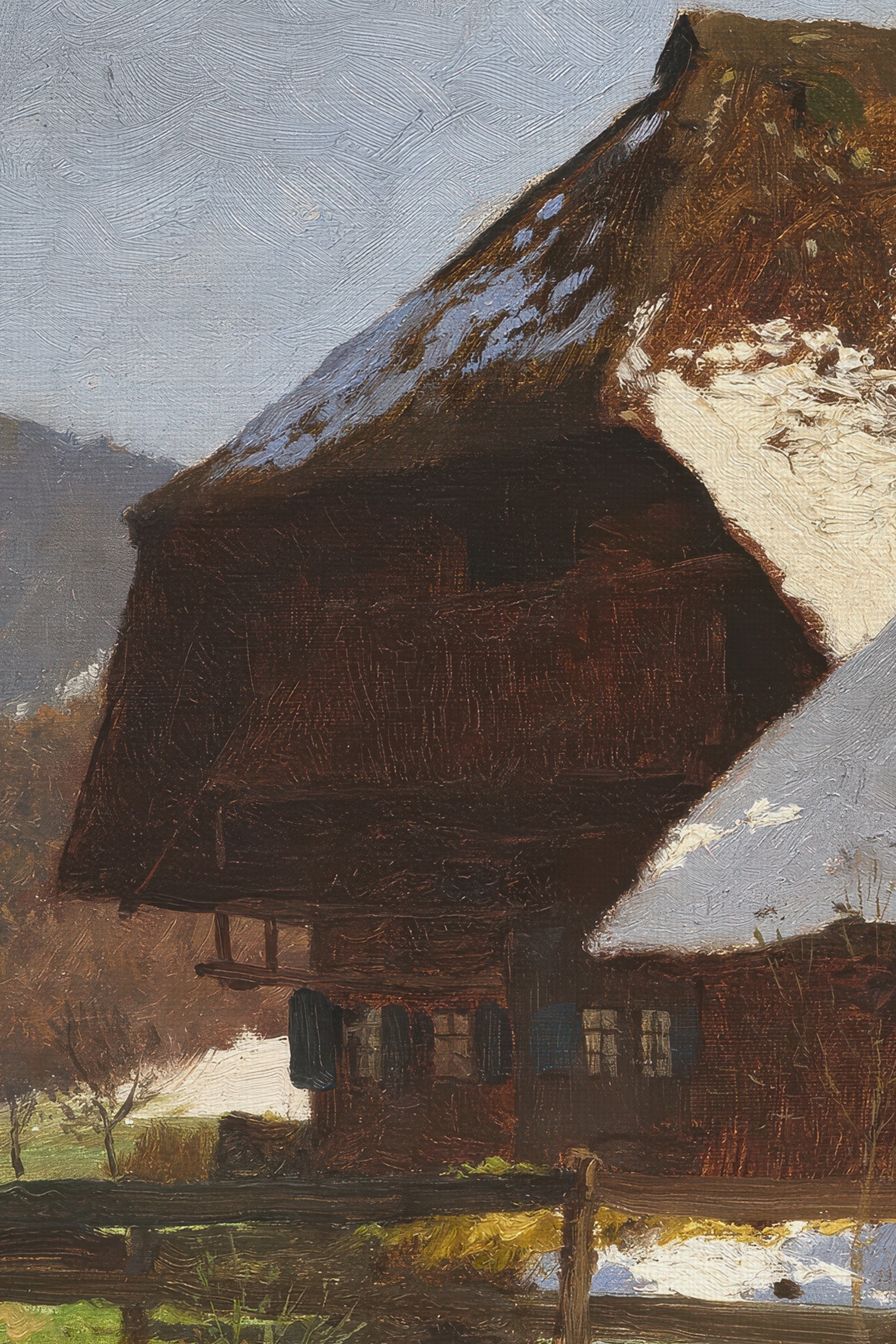 FADING WINTER, Oeuvre sur toile rigide, encadré Vintage Or