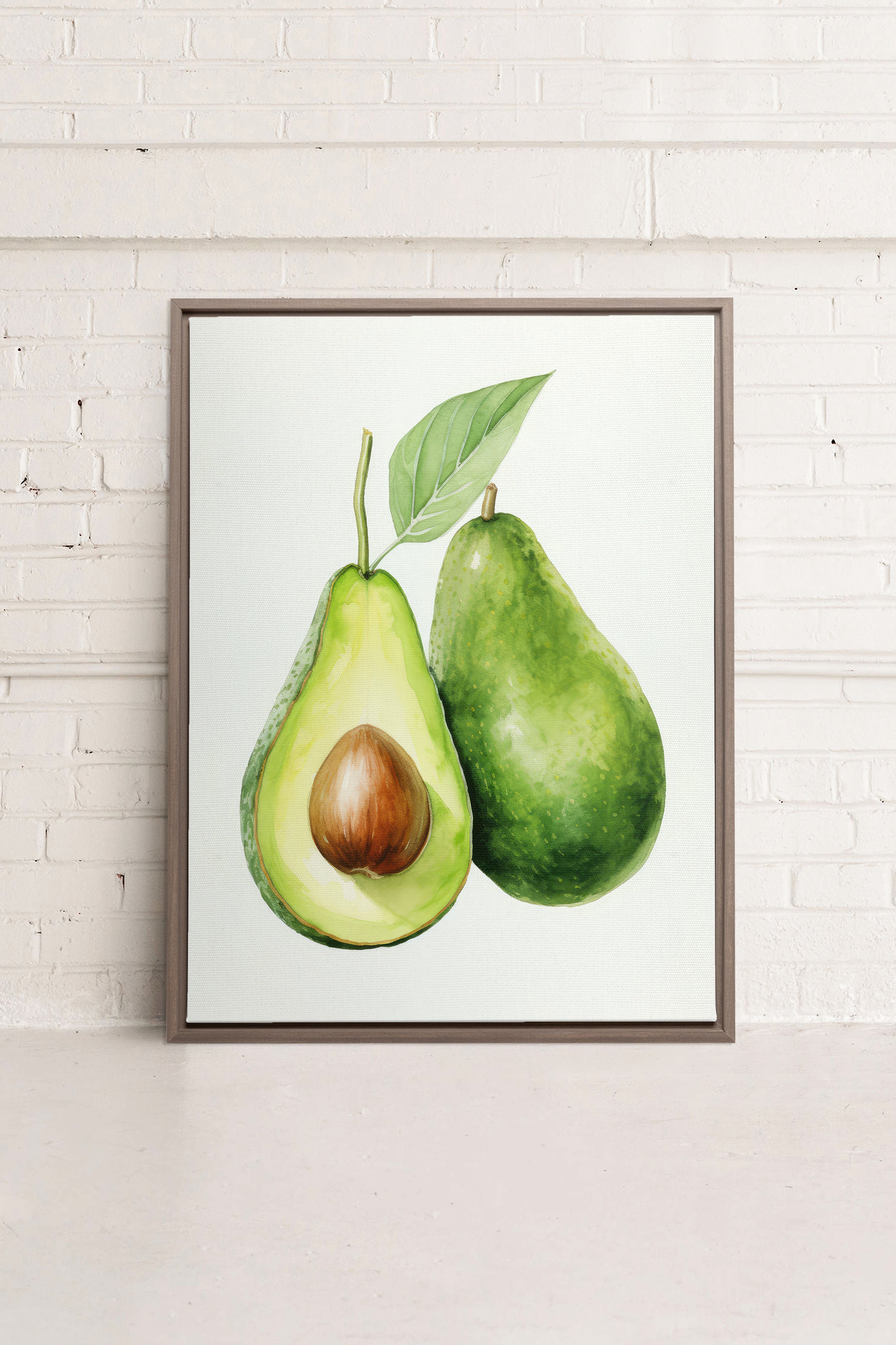 OLEKA CANVAS - AVOCADO, Oeuvre sur toile étirée, encadré Brun Chêne