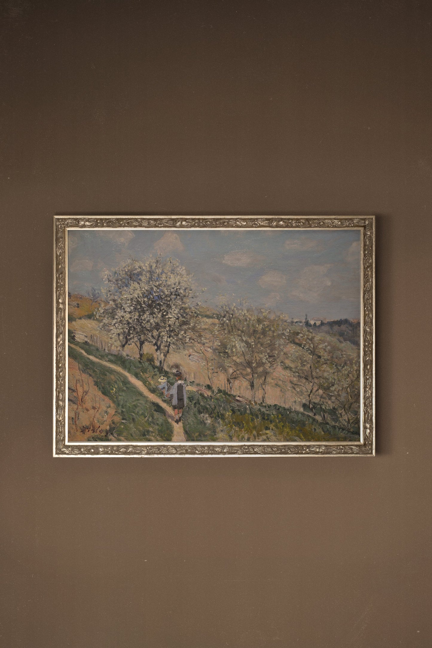 FLOWERING IN BOUGIVAL, VINTAGE SILVER FRAME