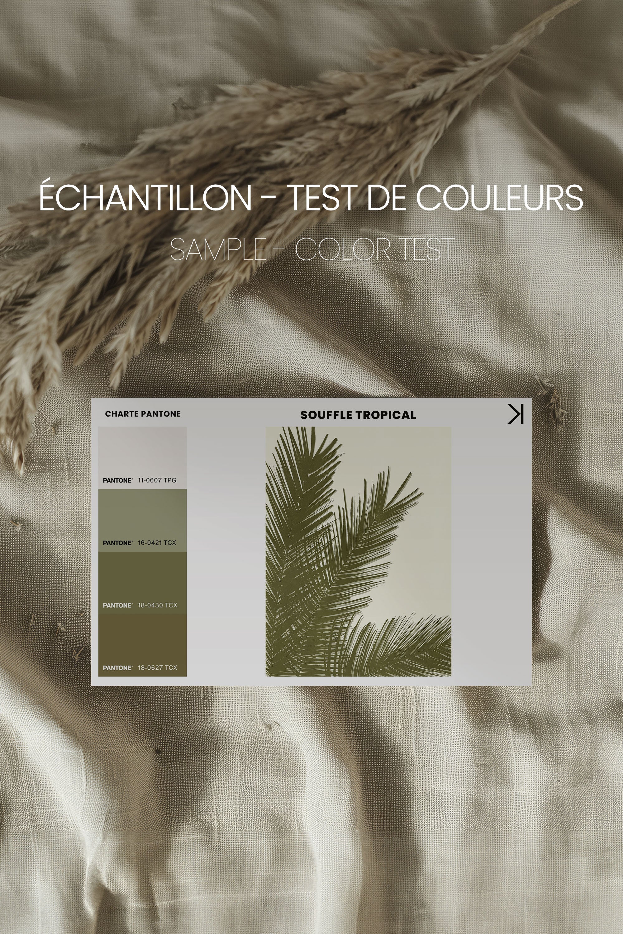 SOUFFLE TROPICAL, Oeuvre sur toile étirée, encadré Brun Chêne