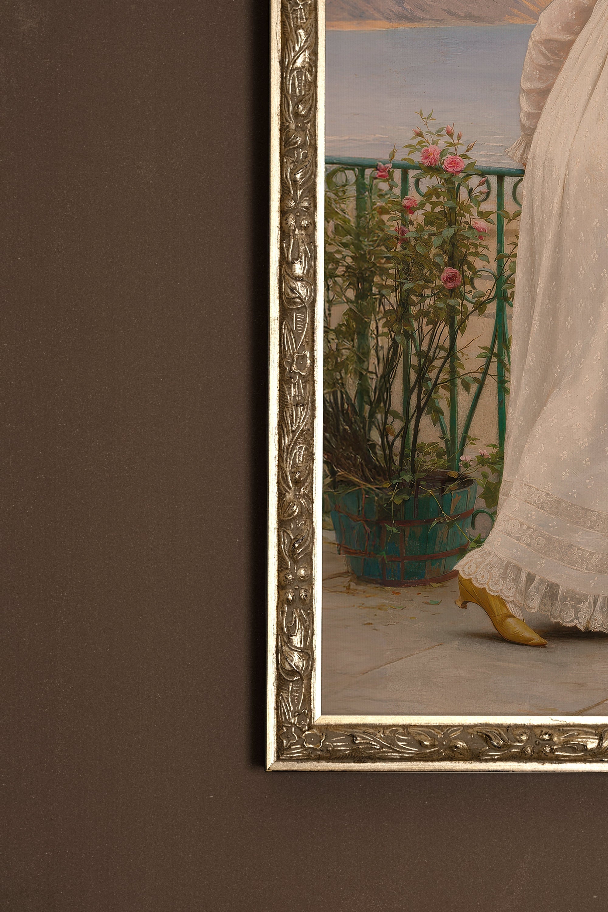 FLEUR DU DESTIN, Oeuvre sur toile rigide, encadré Vintage Argent