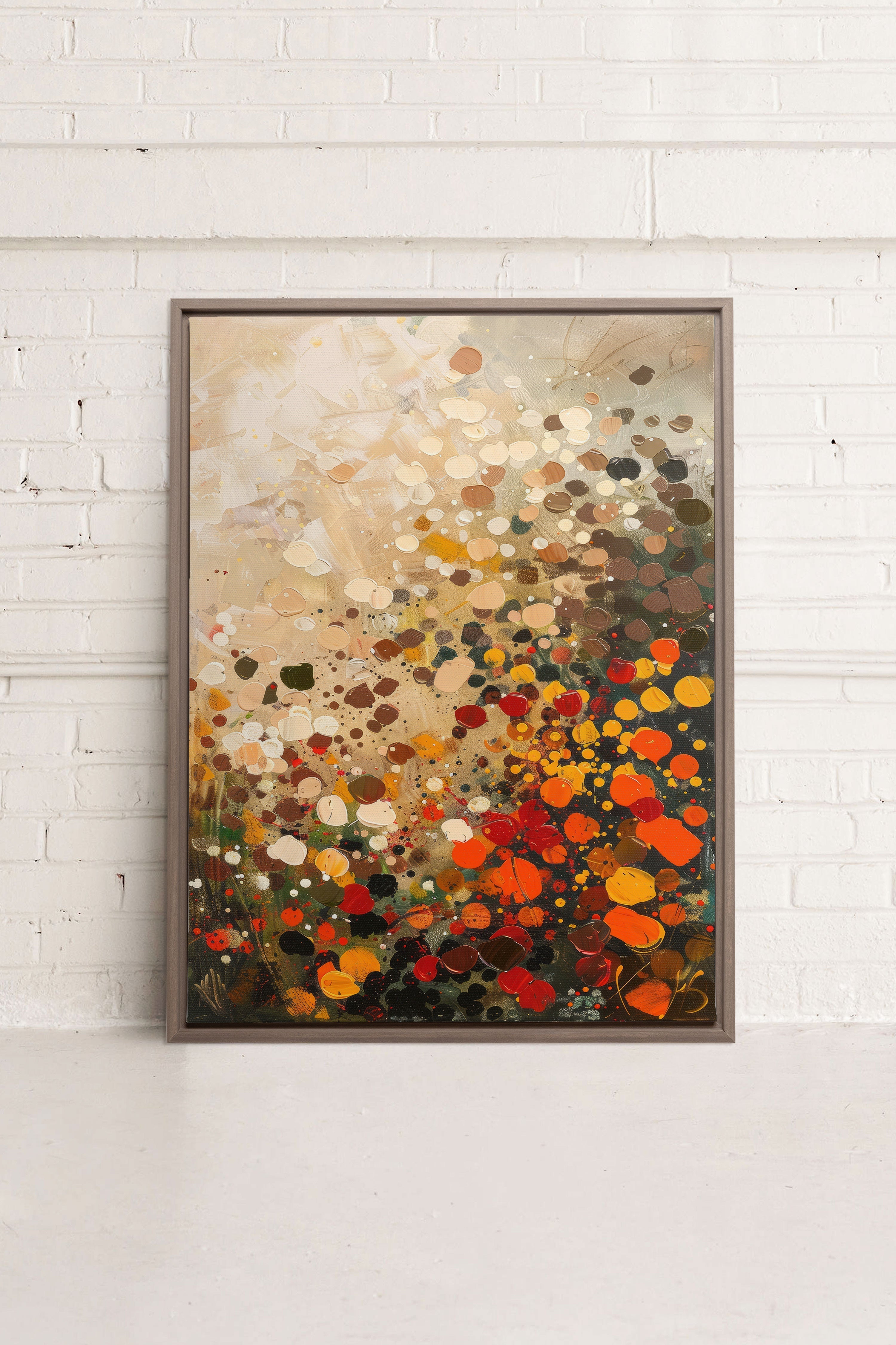 OLEKA CANVAS - EARTH & FIRE, Oeuvre sur toile étirée, encadré Brun Chêne