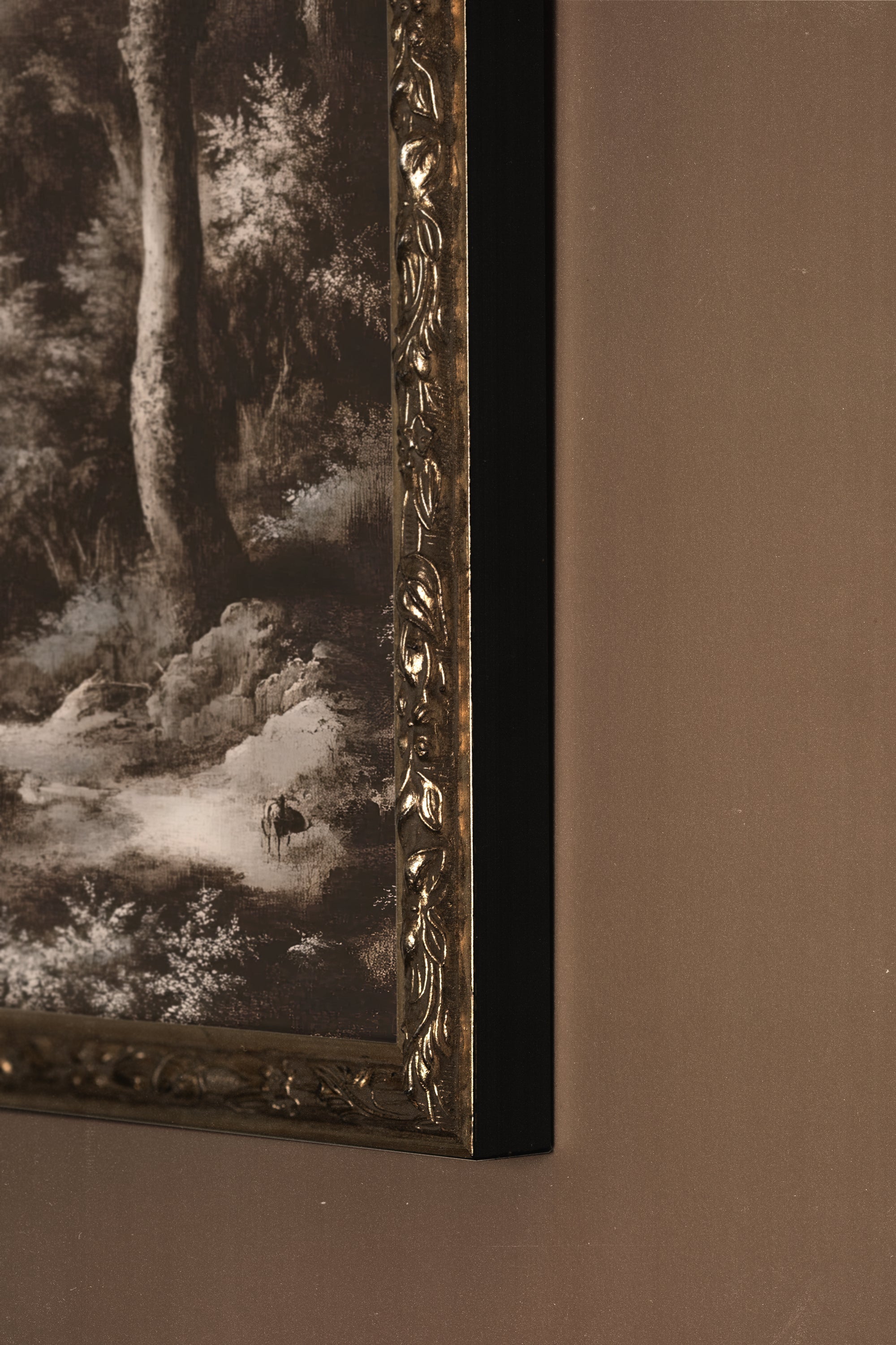 FORÊT OUBLIÉE, Oeuvre sur toile rigide, encadré Vintage Argent