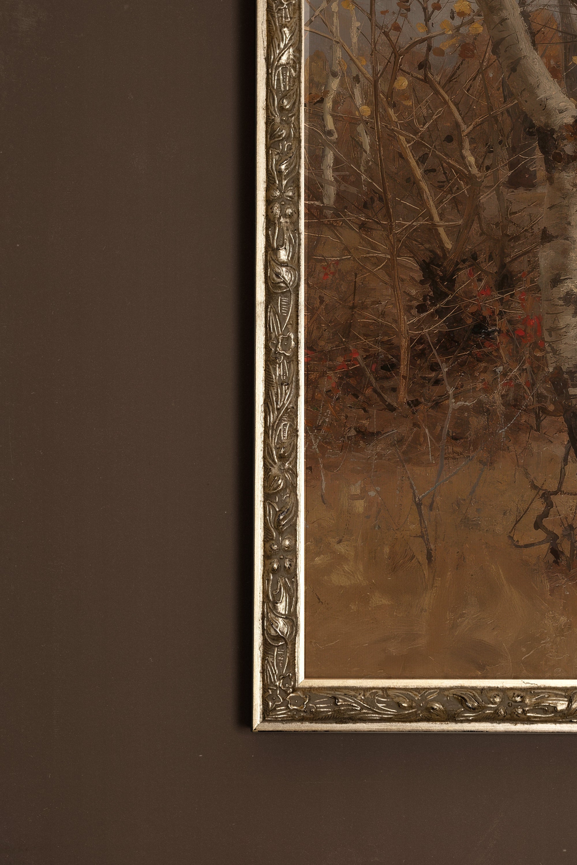 SAISON ÉTEINTE, Artwork on stretched canvas, framed Vintage Silver