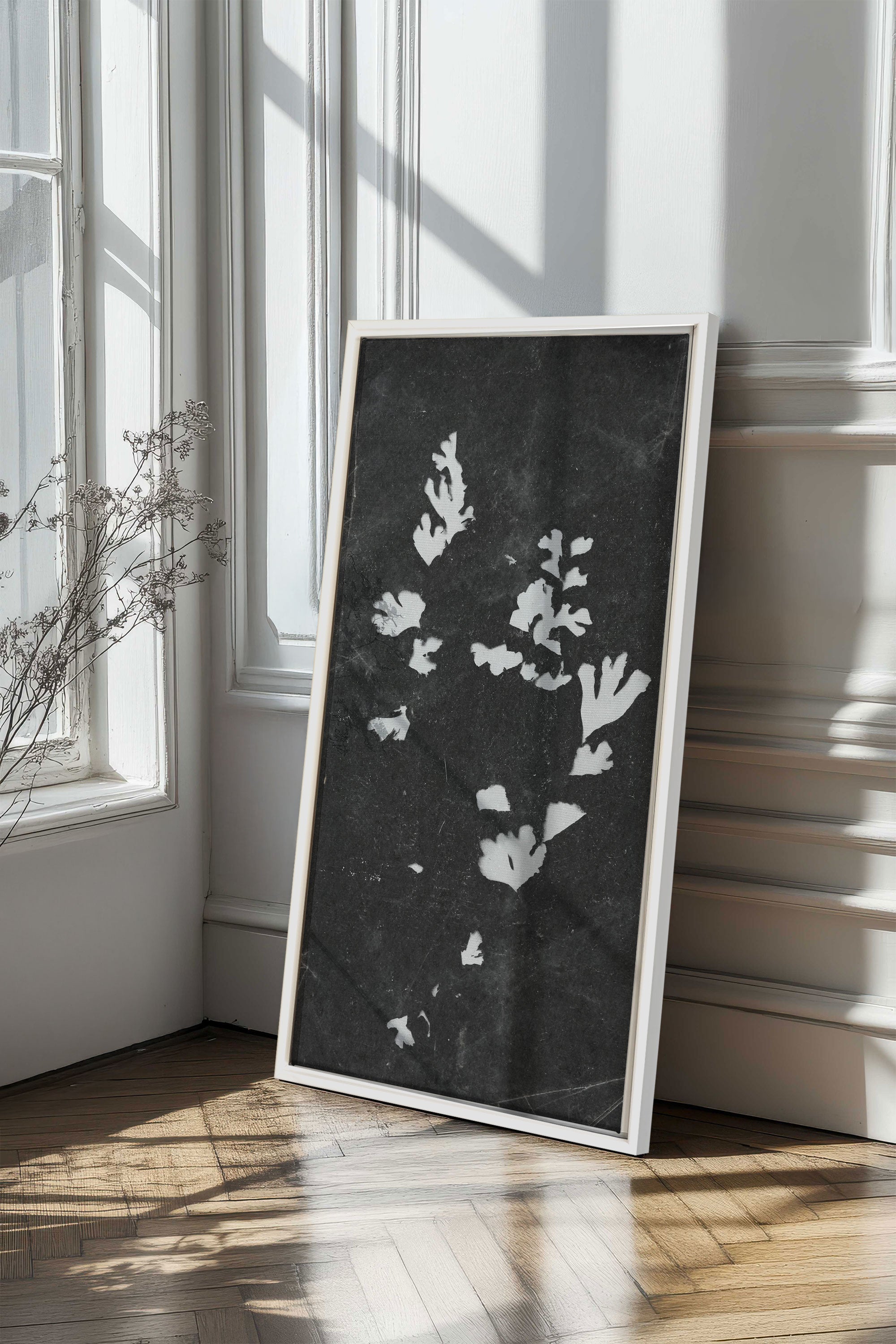 GHOST LEAVES, Oeuvre sur toile étirée, encadré Blanc