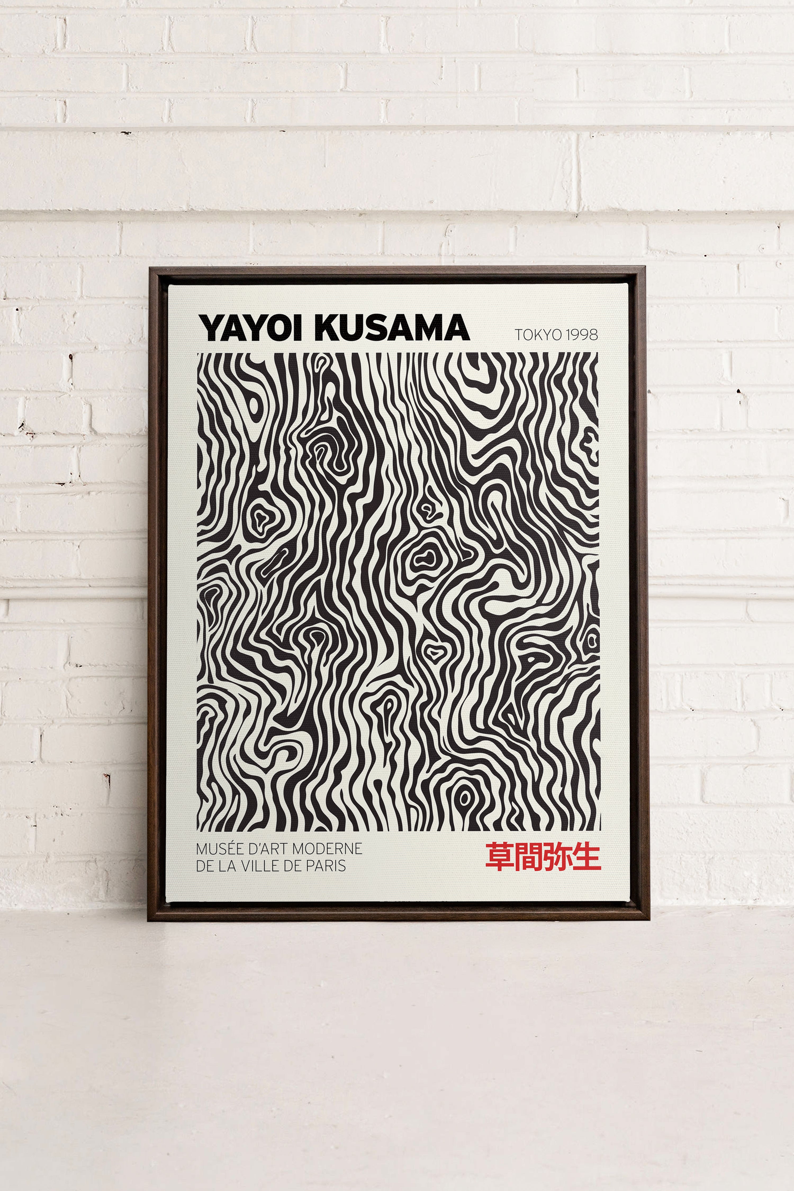 OLEKA CANVAS - KUSAMA I, Oeuvre sur toile étirée, encadré Brun Noyer