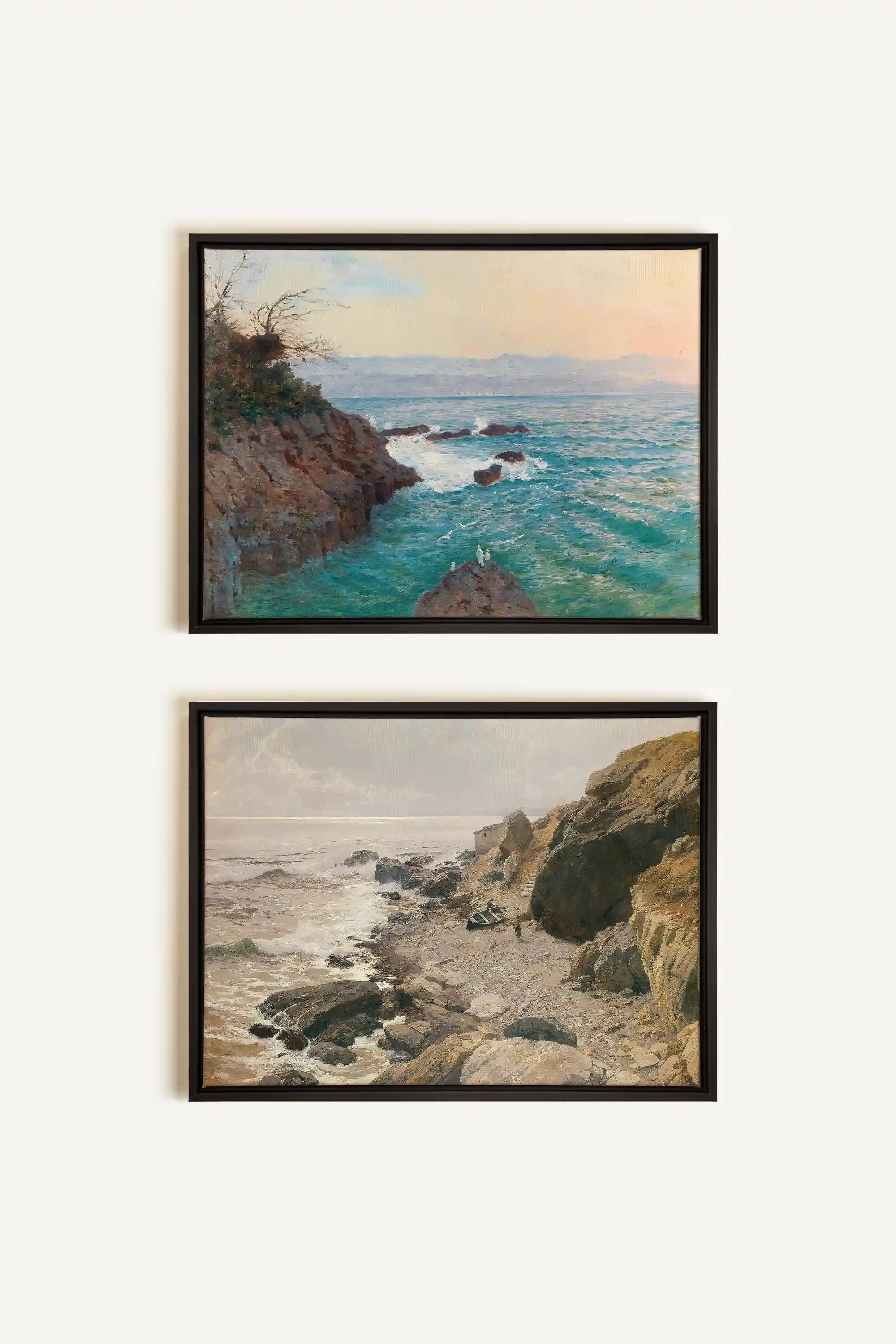 SEA OF LIGHT DUO, 2 Works on stretched canvas, framed Black