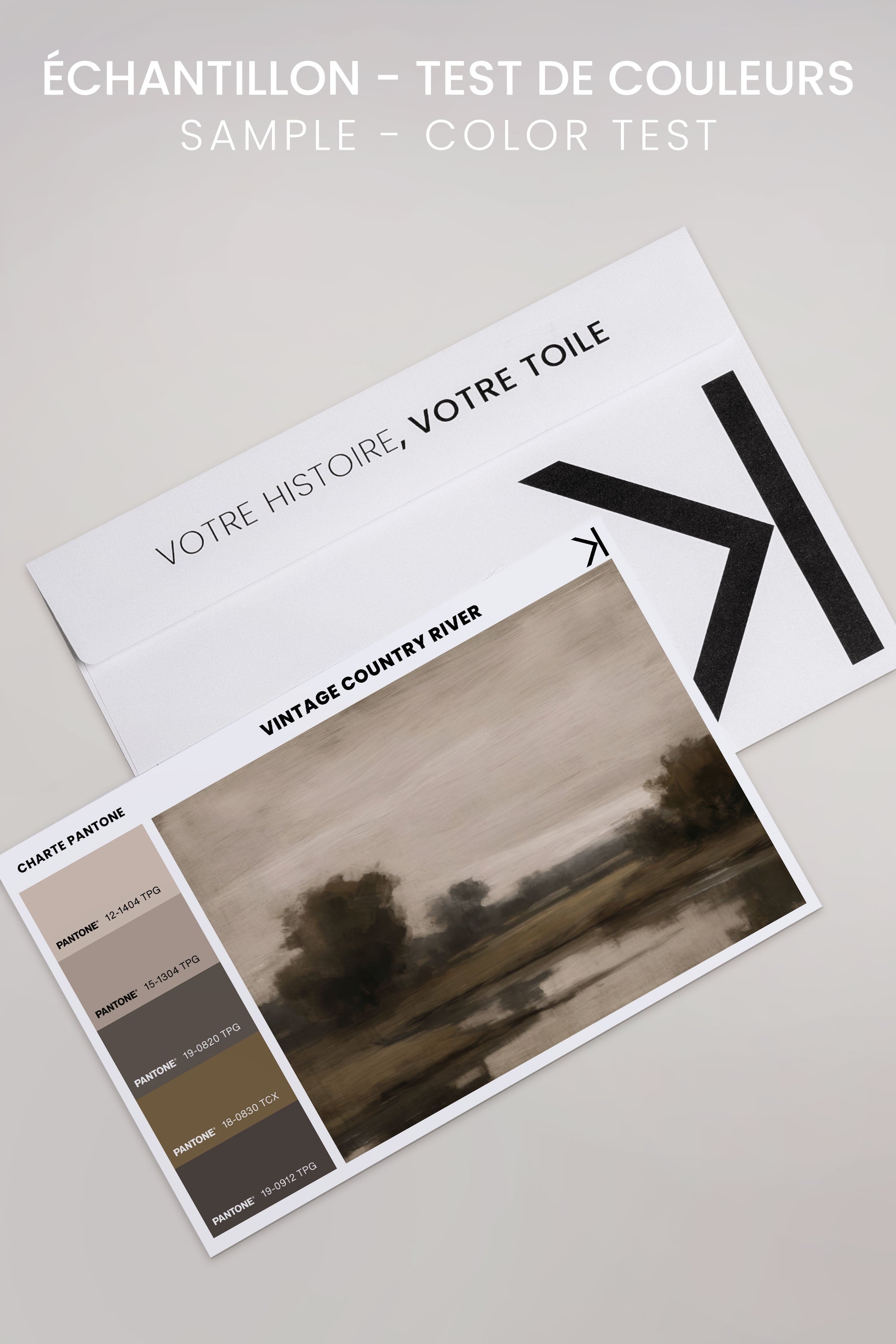 OLEKA CANVAS - VINTAGE COUNTRY RIVER, Oeuvre sur toile étirée, encadré Noir