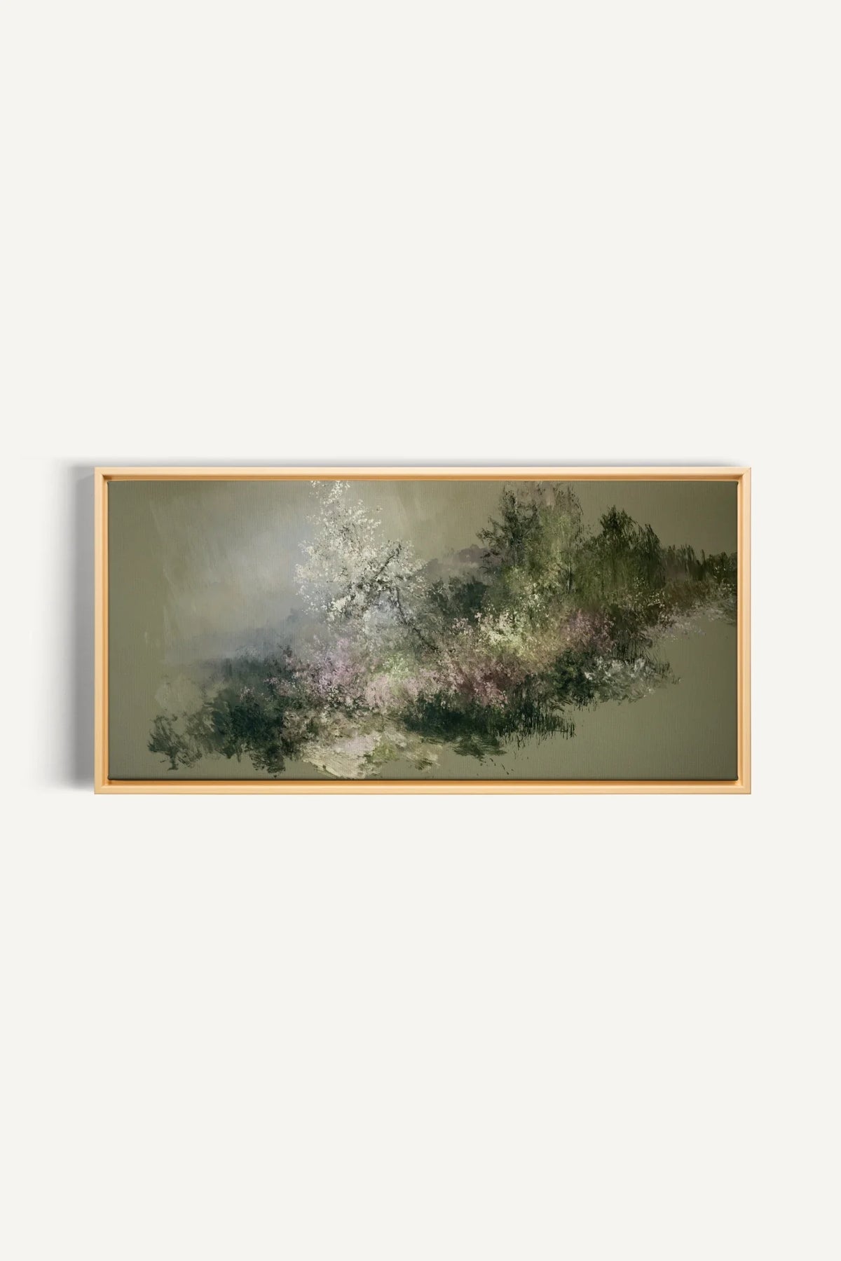 JARDIN DES BRUMES, Oeuvre sur toile étirée, encadré Naturel Clair