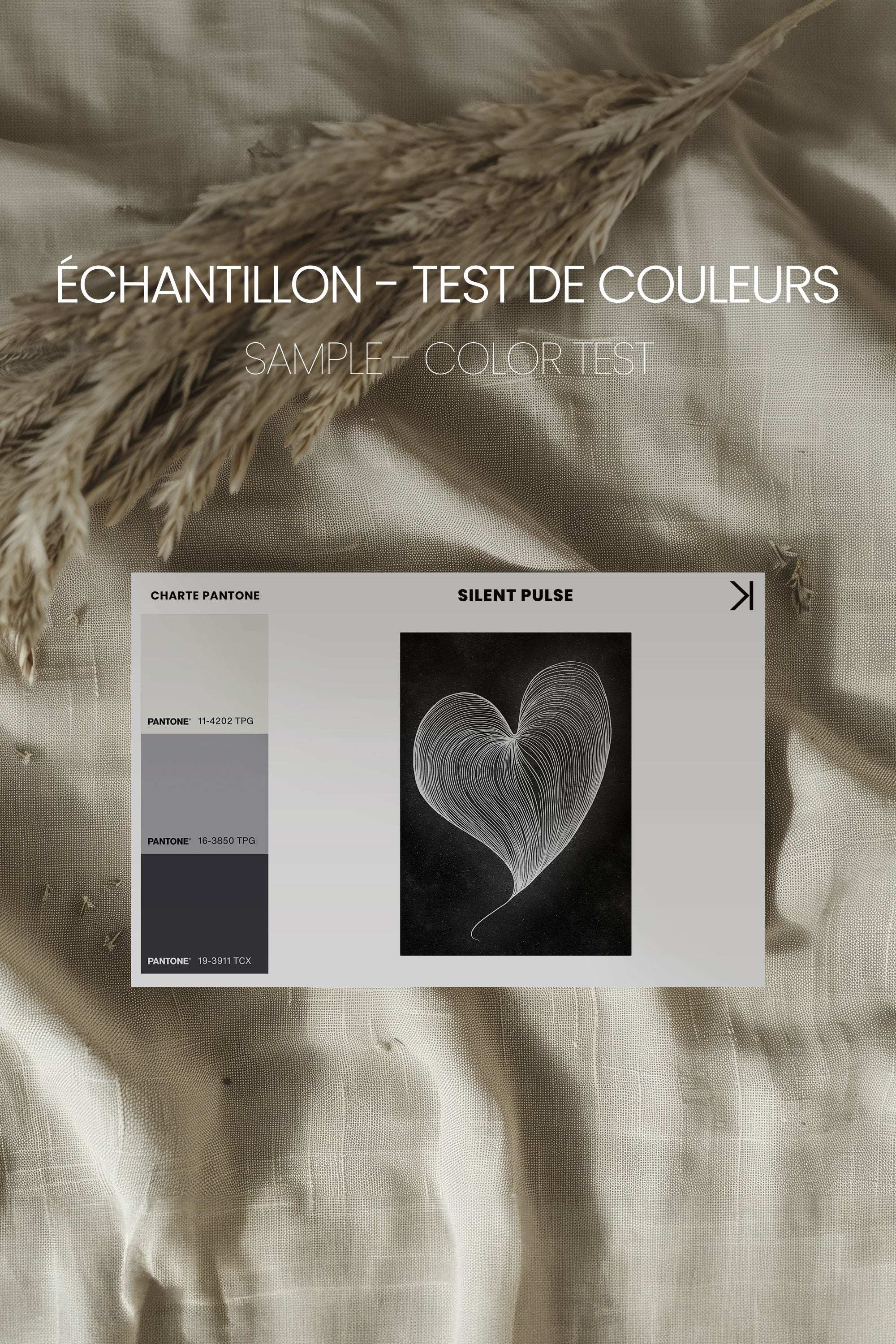 OLEKA CANVAS - SILENT PULSE, Oeuvre sur toile étirée, encadré Brun Noyer