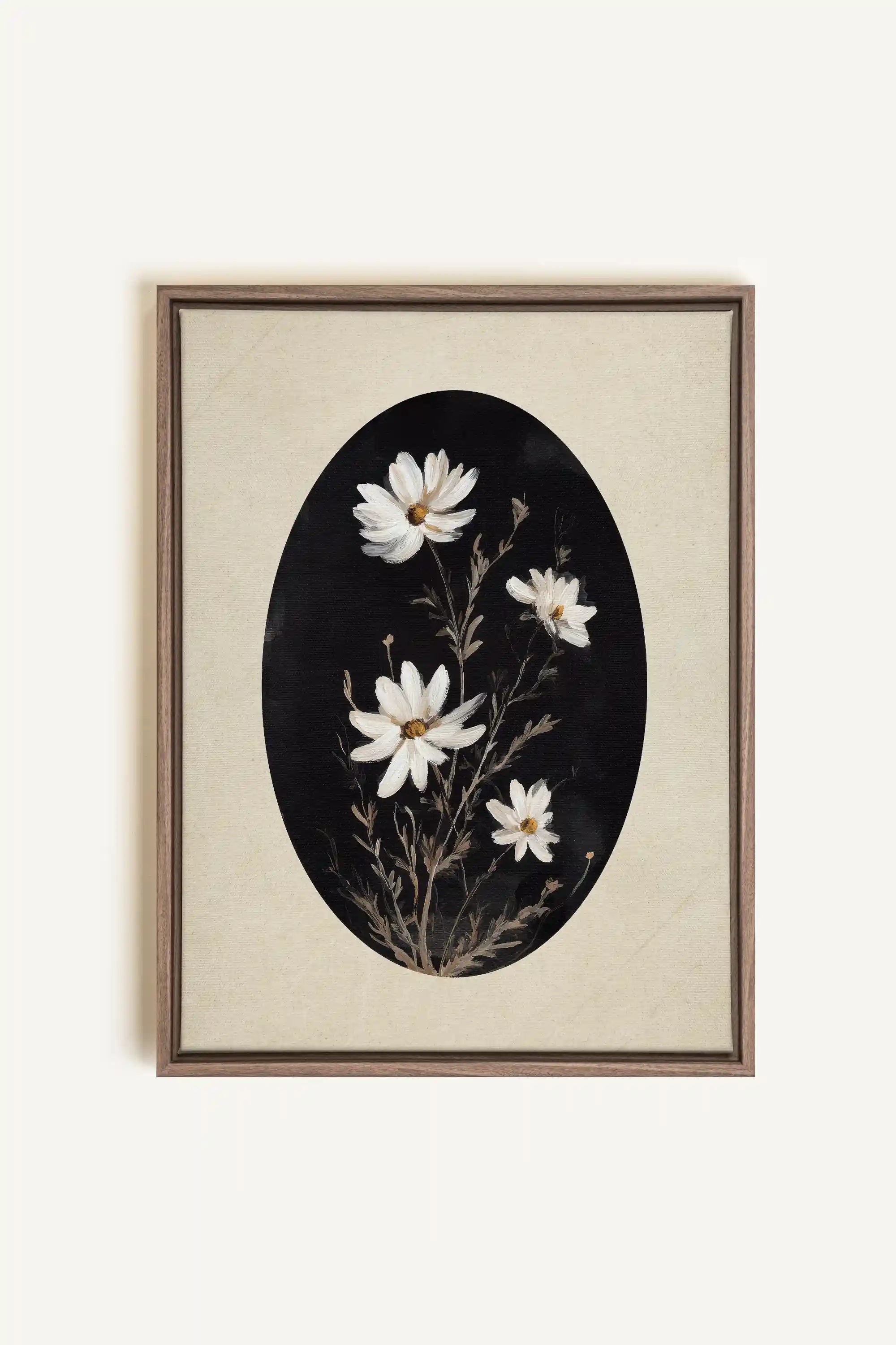 ECLIPSE FLOWERS, Oeuvre sur toile étirée, encadré Brun Chêne