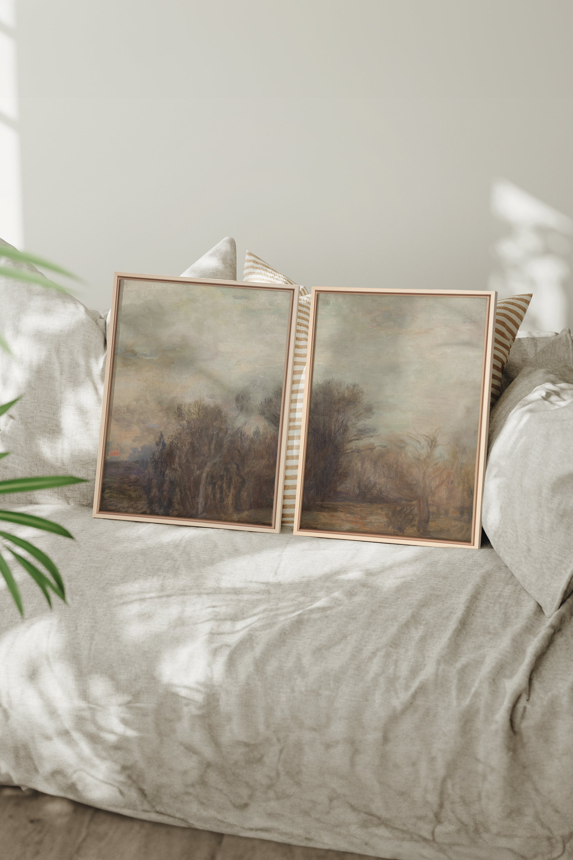 SILENT SEASON DUO, 2 Artworks on stretched canvas, framed Natural Light