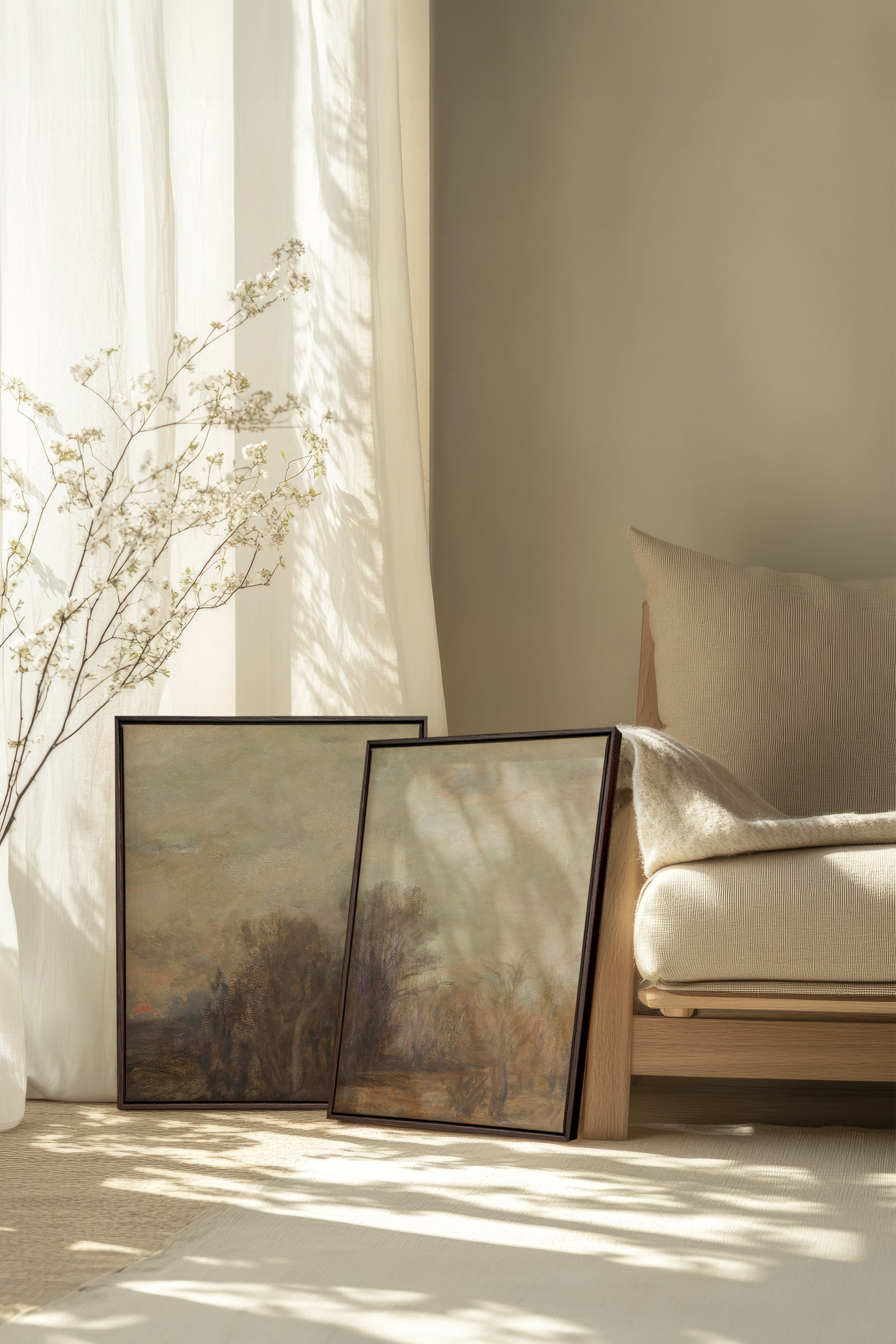RUST & LEATHER DUO, 2 Oeuvres sur toile étirée, encadré Brun Noyer