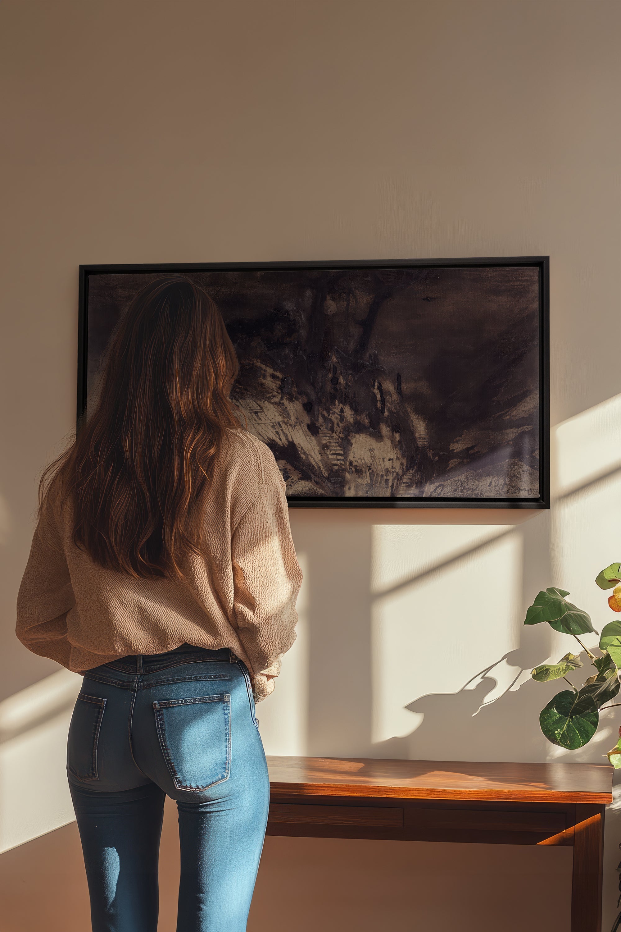 OBSIDIAN PATH, Artwork on stretched canvas, framed in black