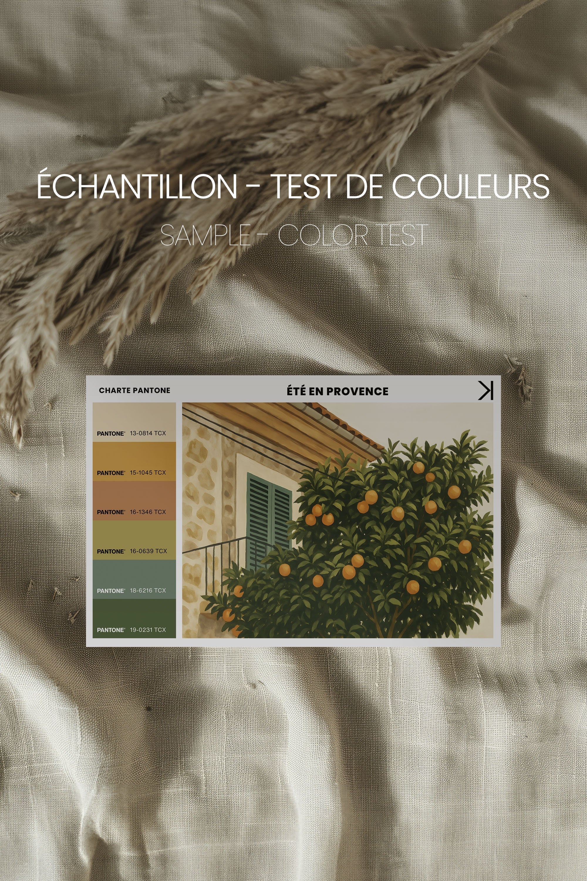 OLEKA CANVAS - ÉTÉ EN PROVENCE, Oeuvre sur toile étirée, encadré Brun Chêne