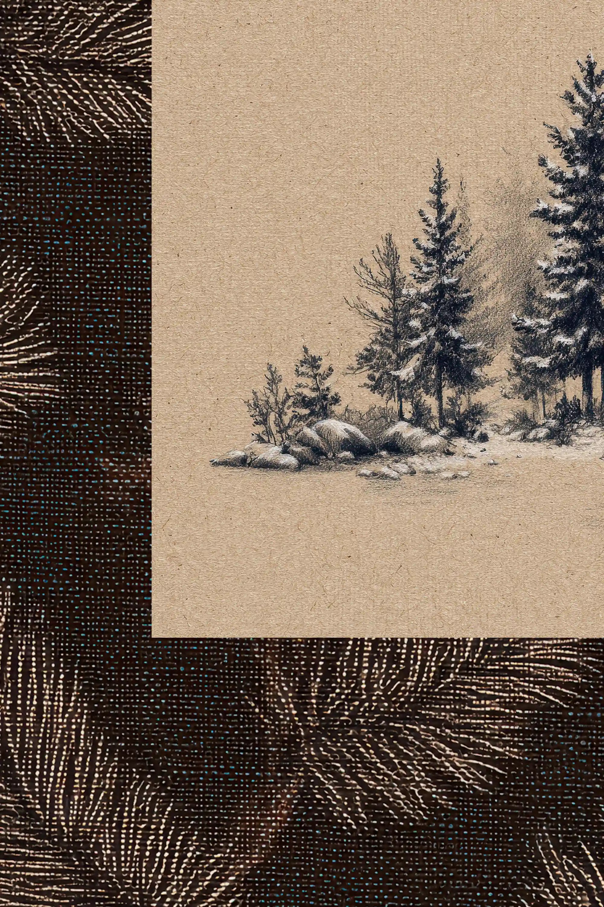 THE HEART OF THE WOOD, Artwork on Rigid Canvas, Vintage Bronze Frame