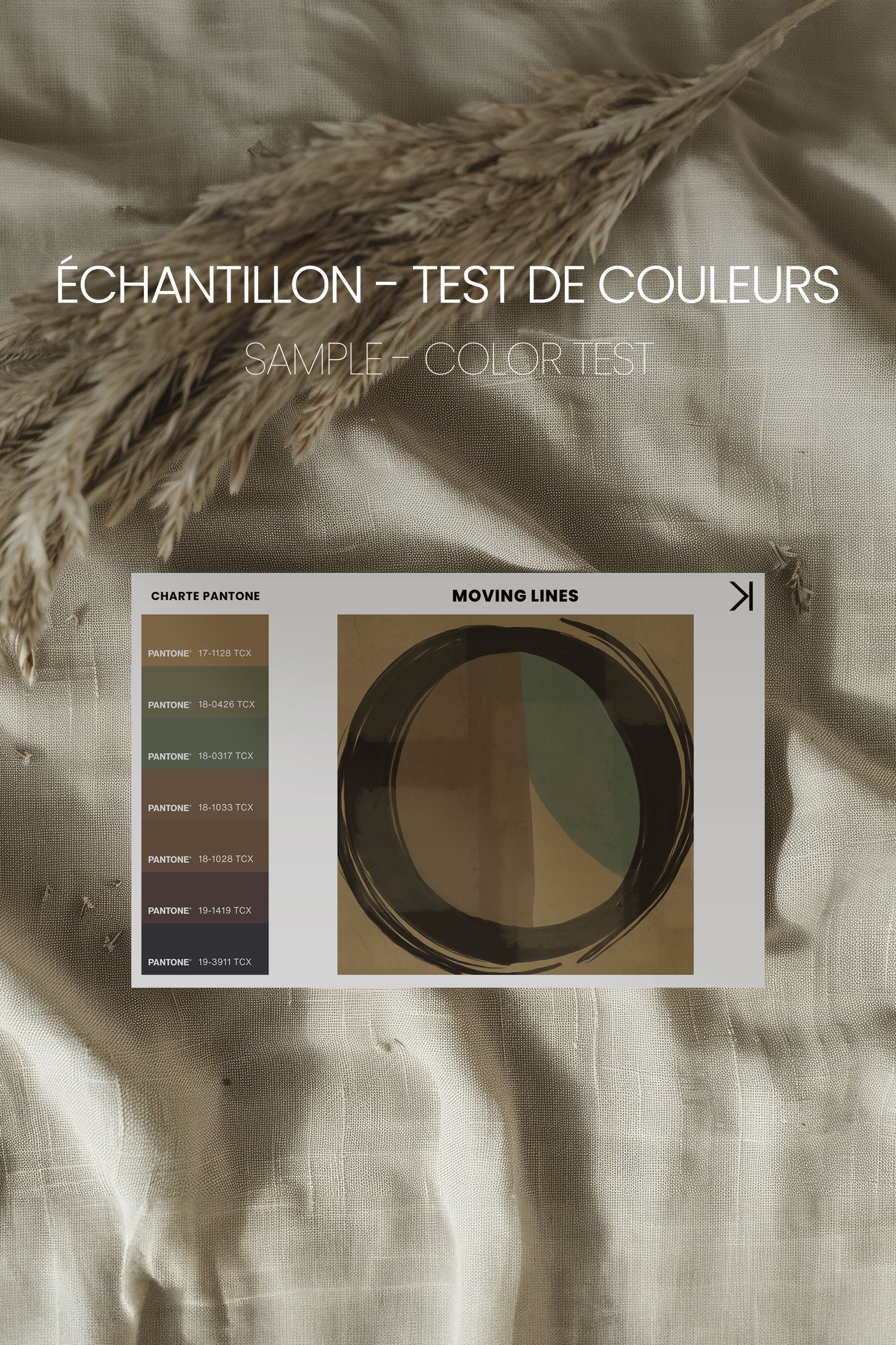 OLEKA CANVAS - MOVING LINES, Oeuvre sur toile étirée, encadré Brun Chêne