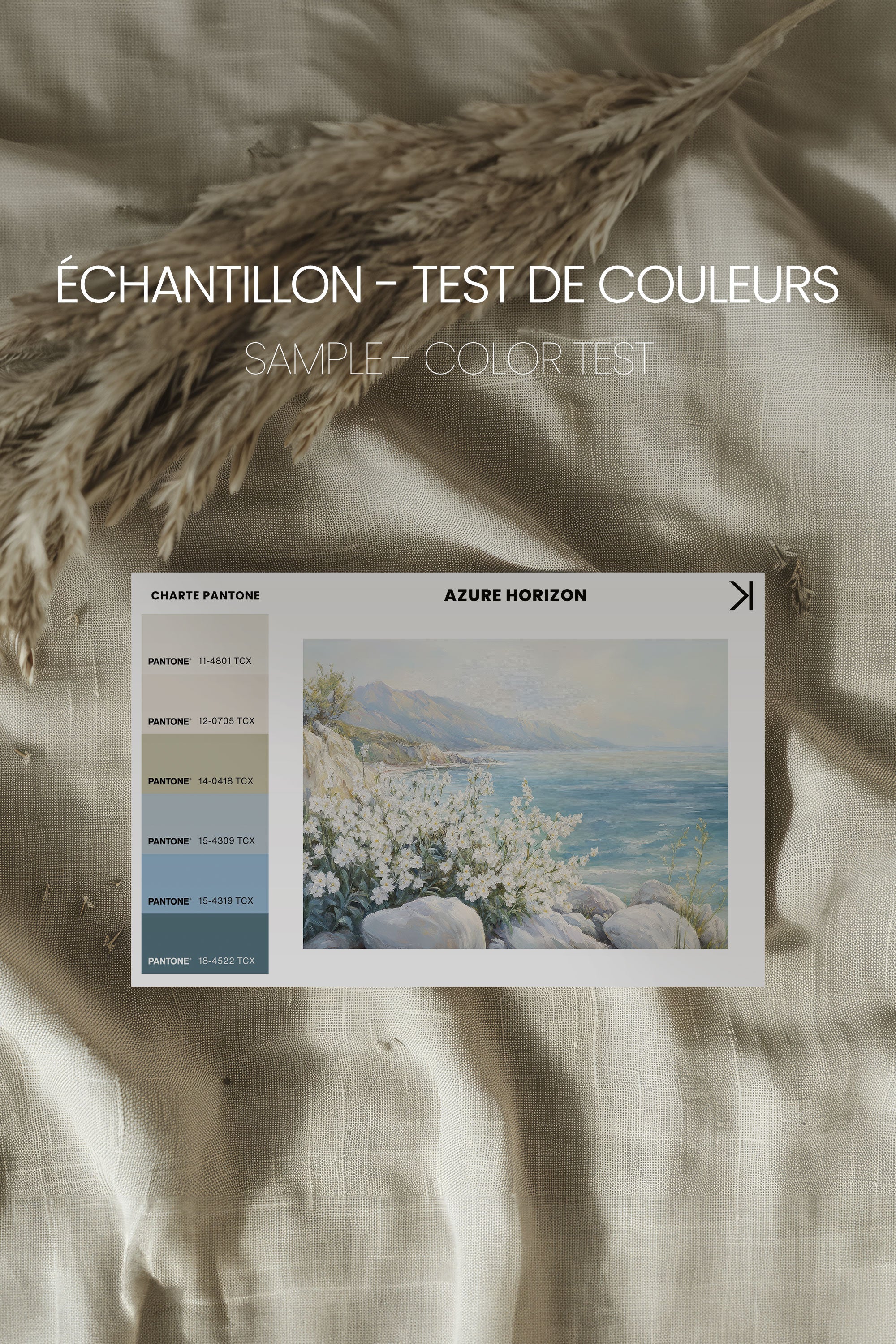 OLEKA CANVAS - AZURE HORIZON, Oeuvre sur toile étirée, encadré Naturel Clair