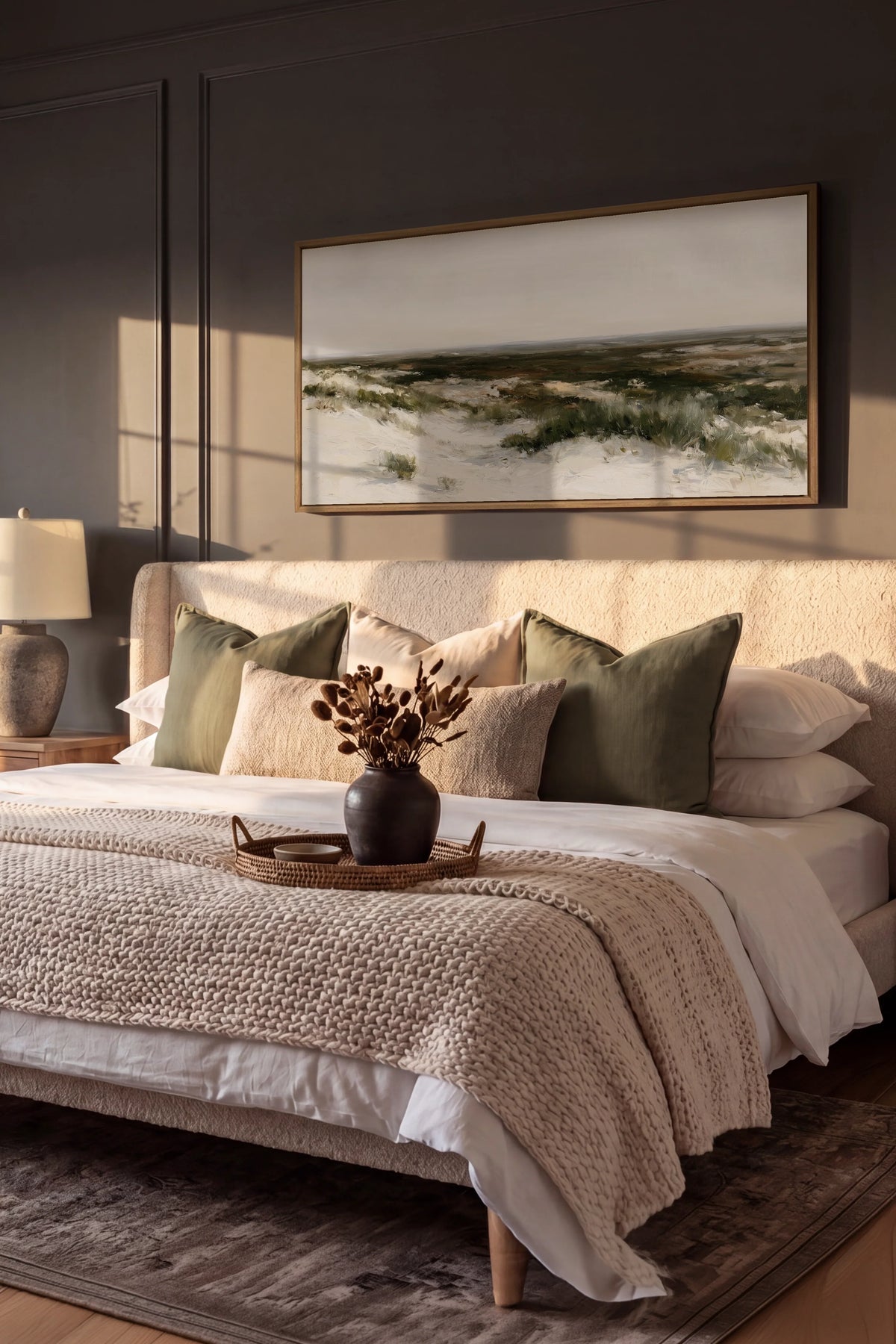 AU GRÉ DU RIVAGE, Oeuvre sur toile étirée, encadré Brun Chêne