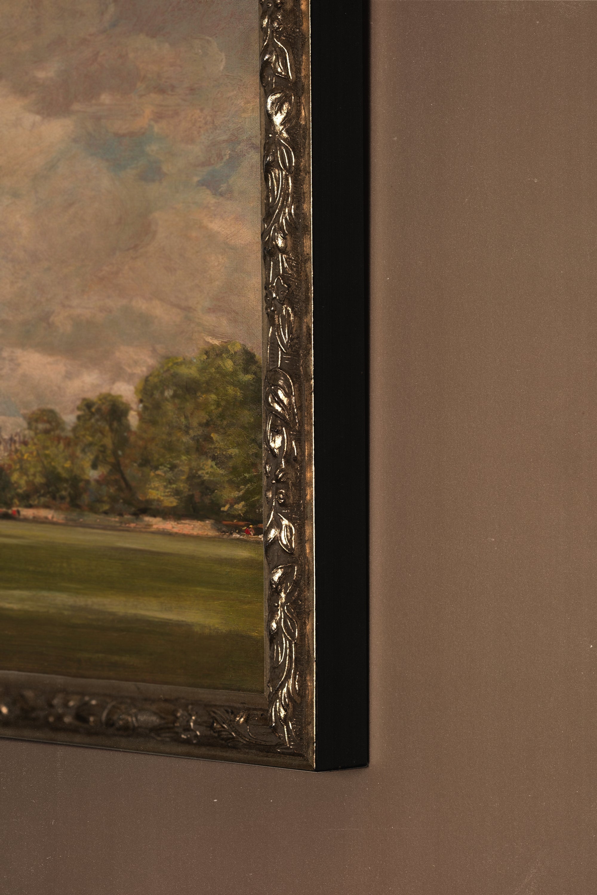 LA CATHÉDRALE DE SALISBURY, Oeuvre sur toile rigide, encadré Vintage Argent