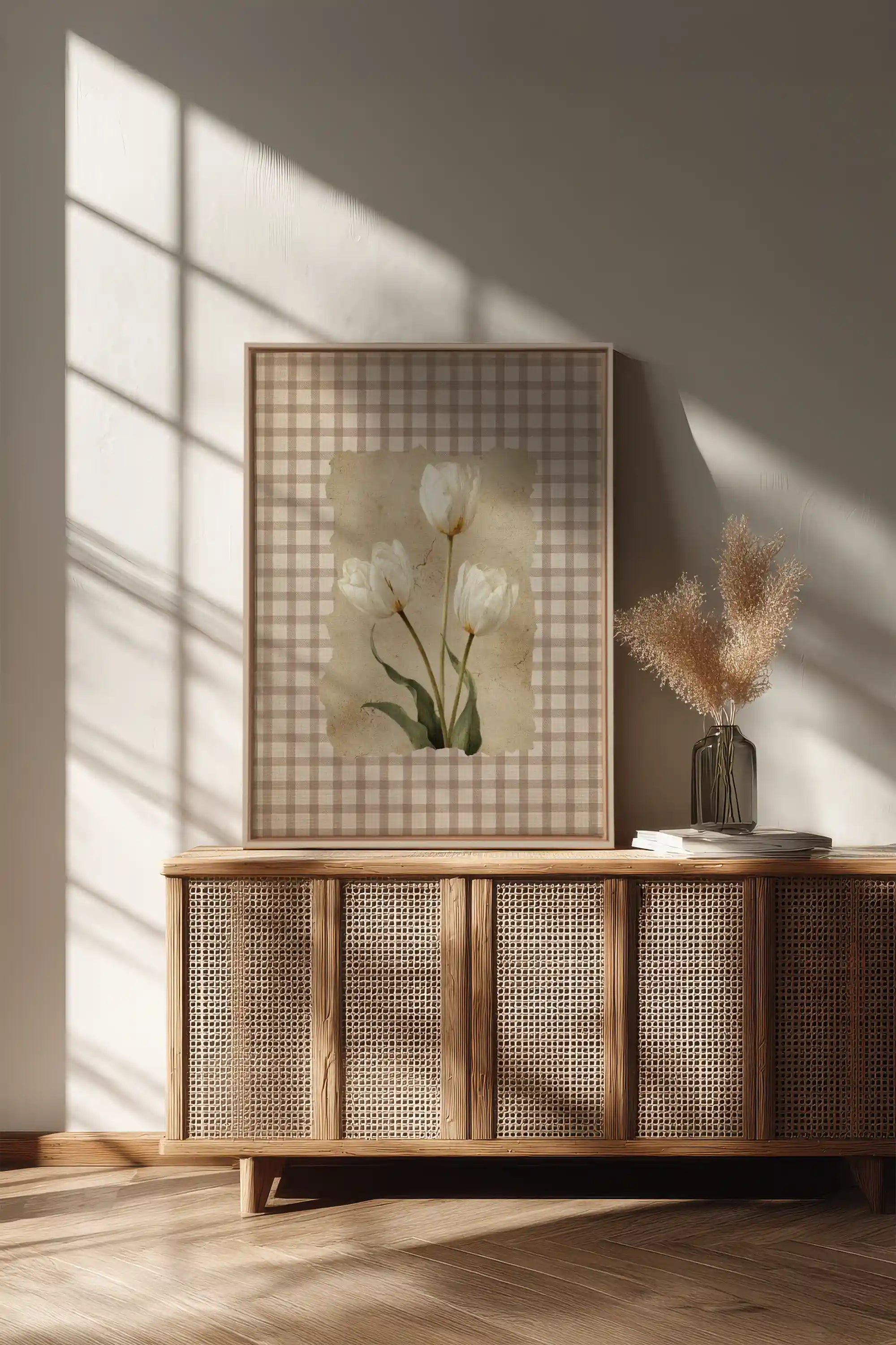 SOFT SPRING, Oeuvre sur toile étirée, encadré Brun Chêne