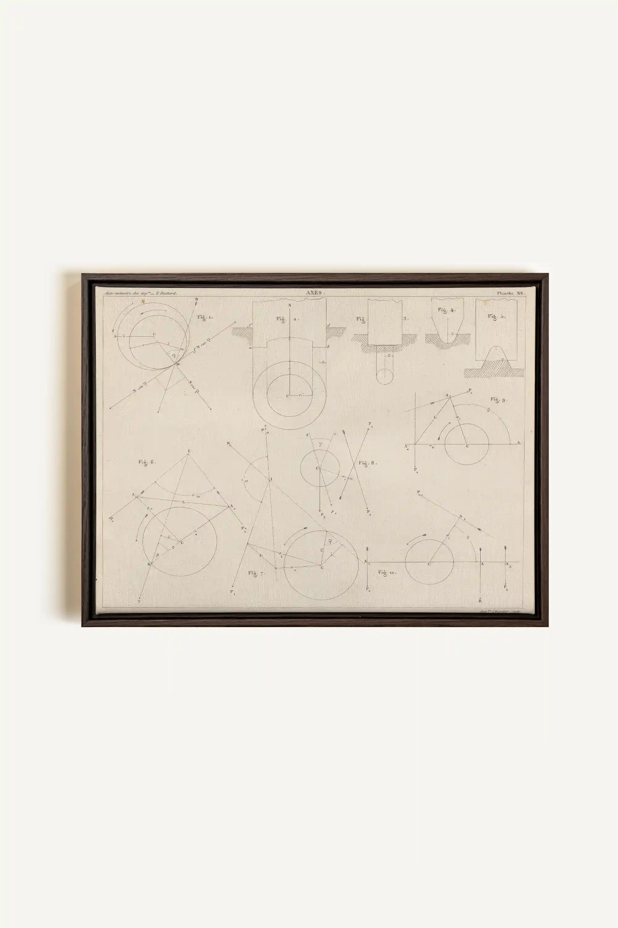 AU COEUR DES AXES, Artwork on stretched canvas, framed in Walnut Brown