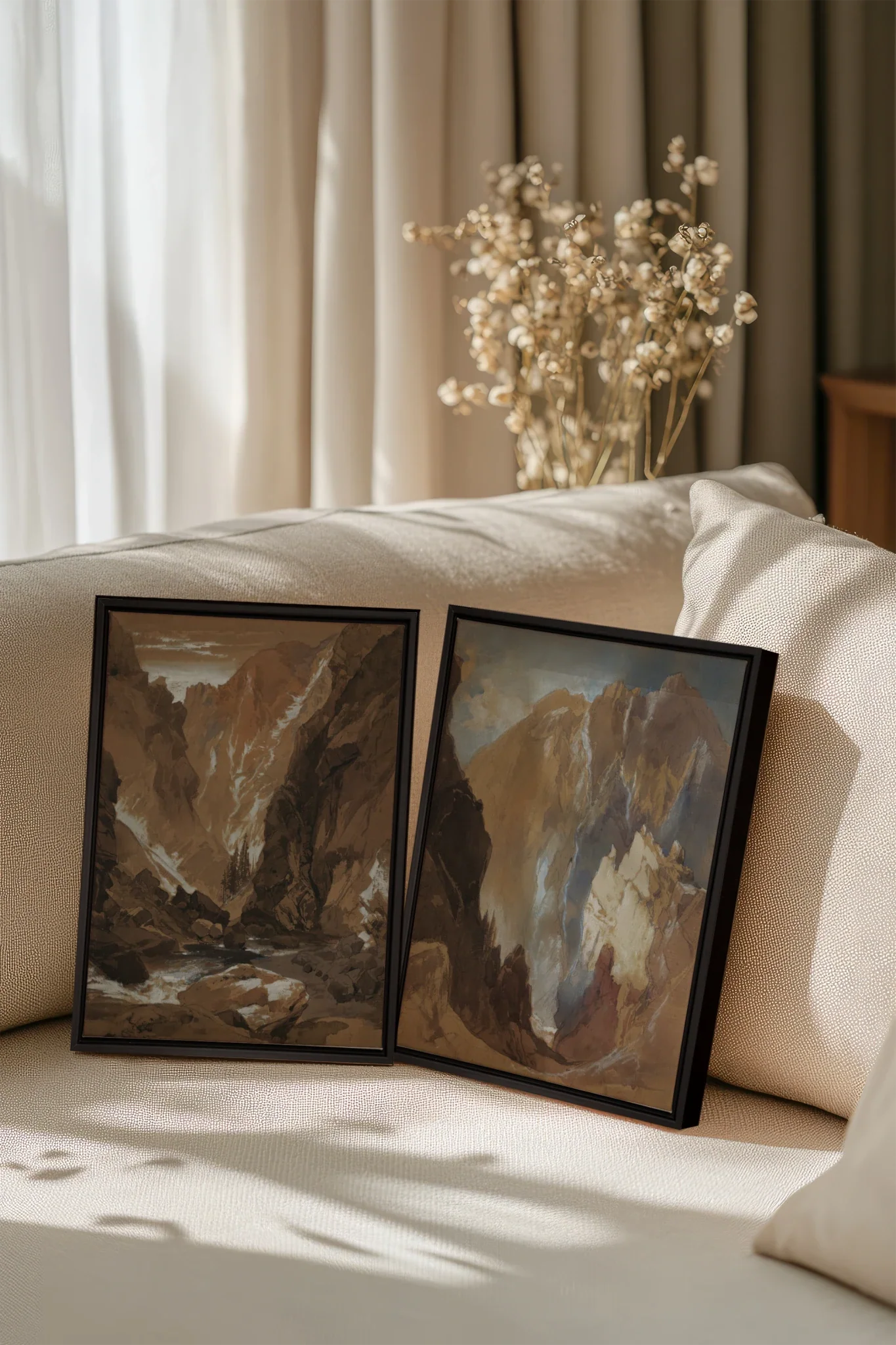 AMBER RIFT DUO, 2 Oeuvres sur toile étirée, encadré Noir
