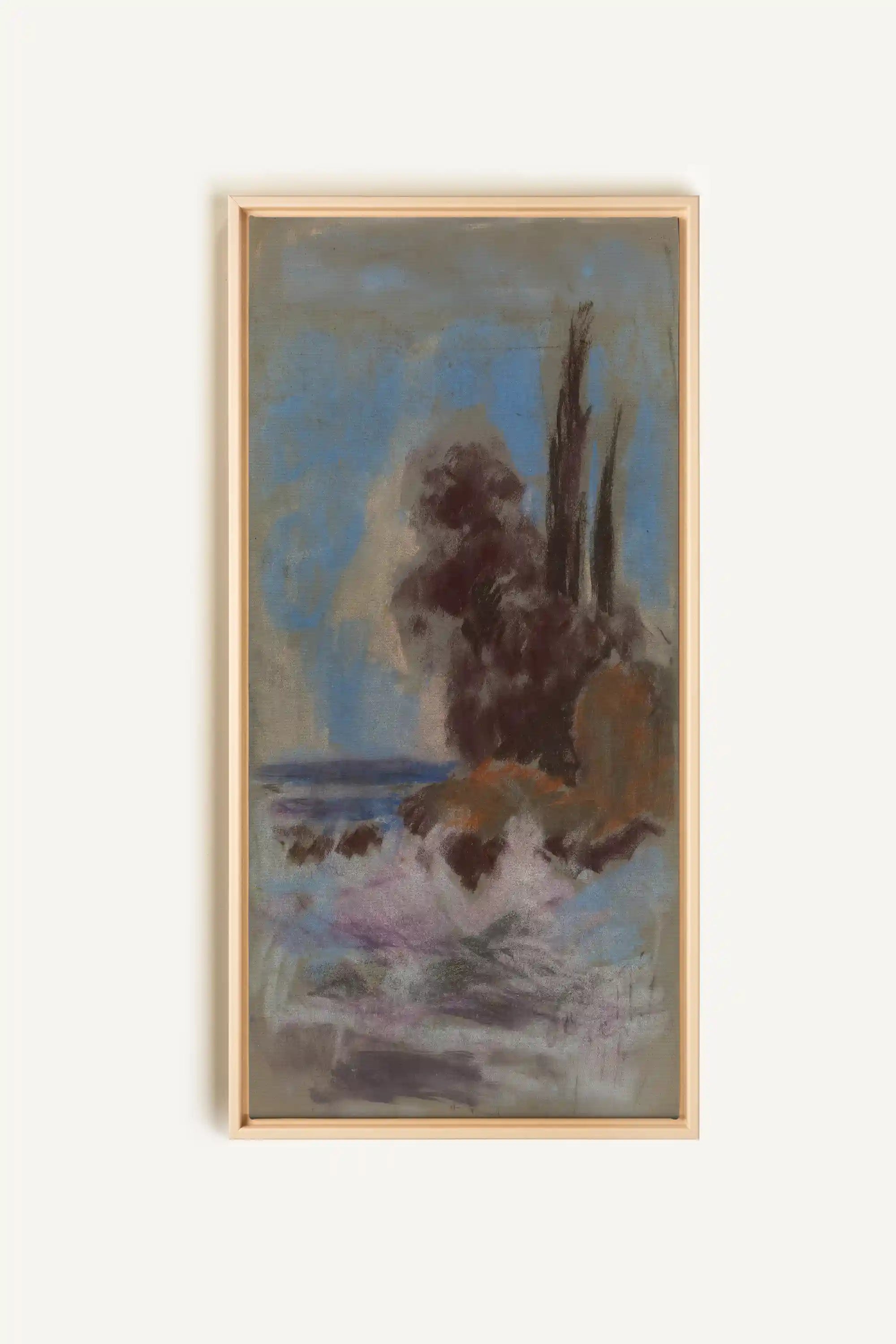 BLEU FOSSILE, Oeuvre sur toile étirée, encadré Naturel Clair