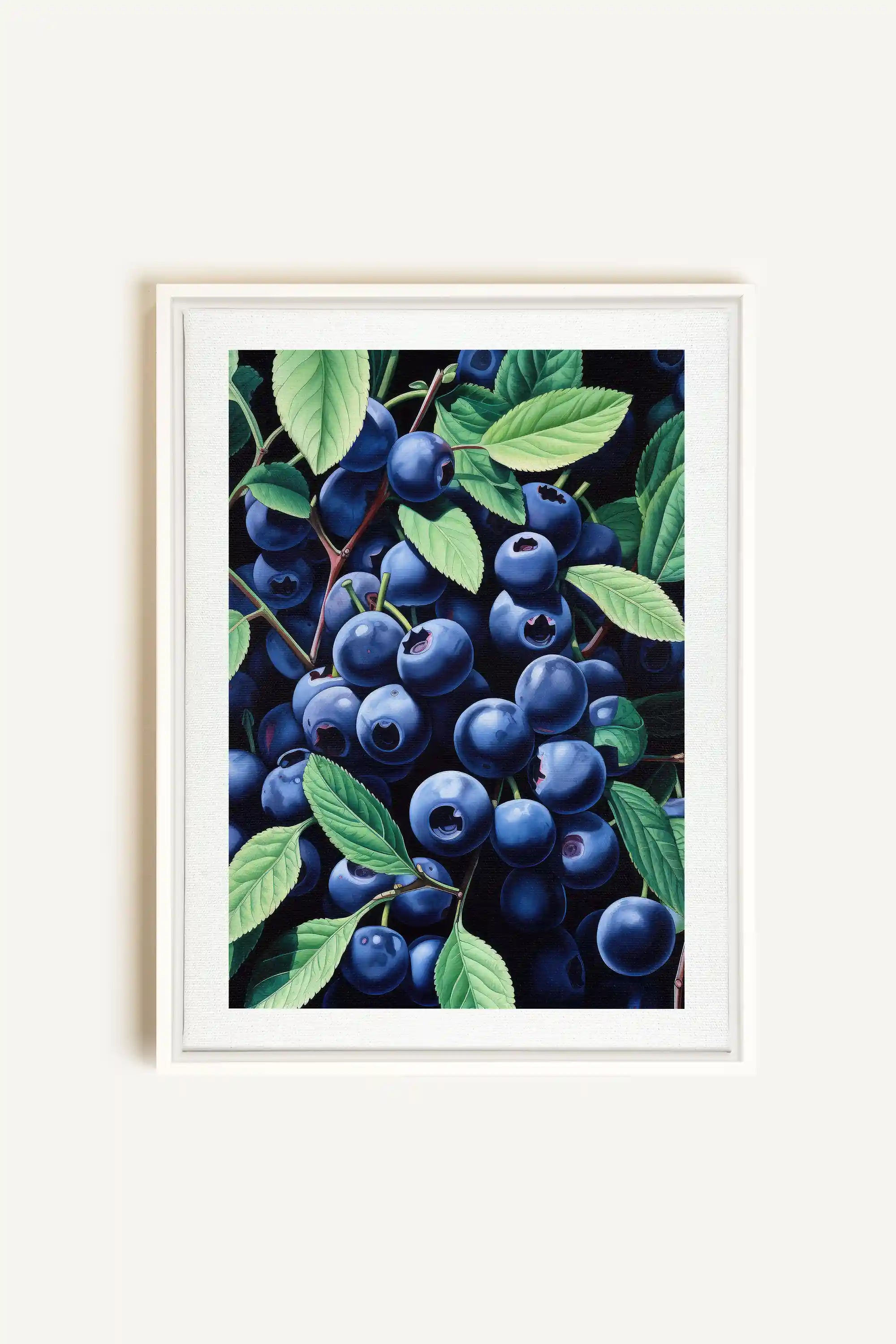 BLUEBERRY BLISS, Oeuvre sur toile étirée, encadré Blanc