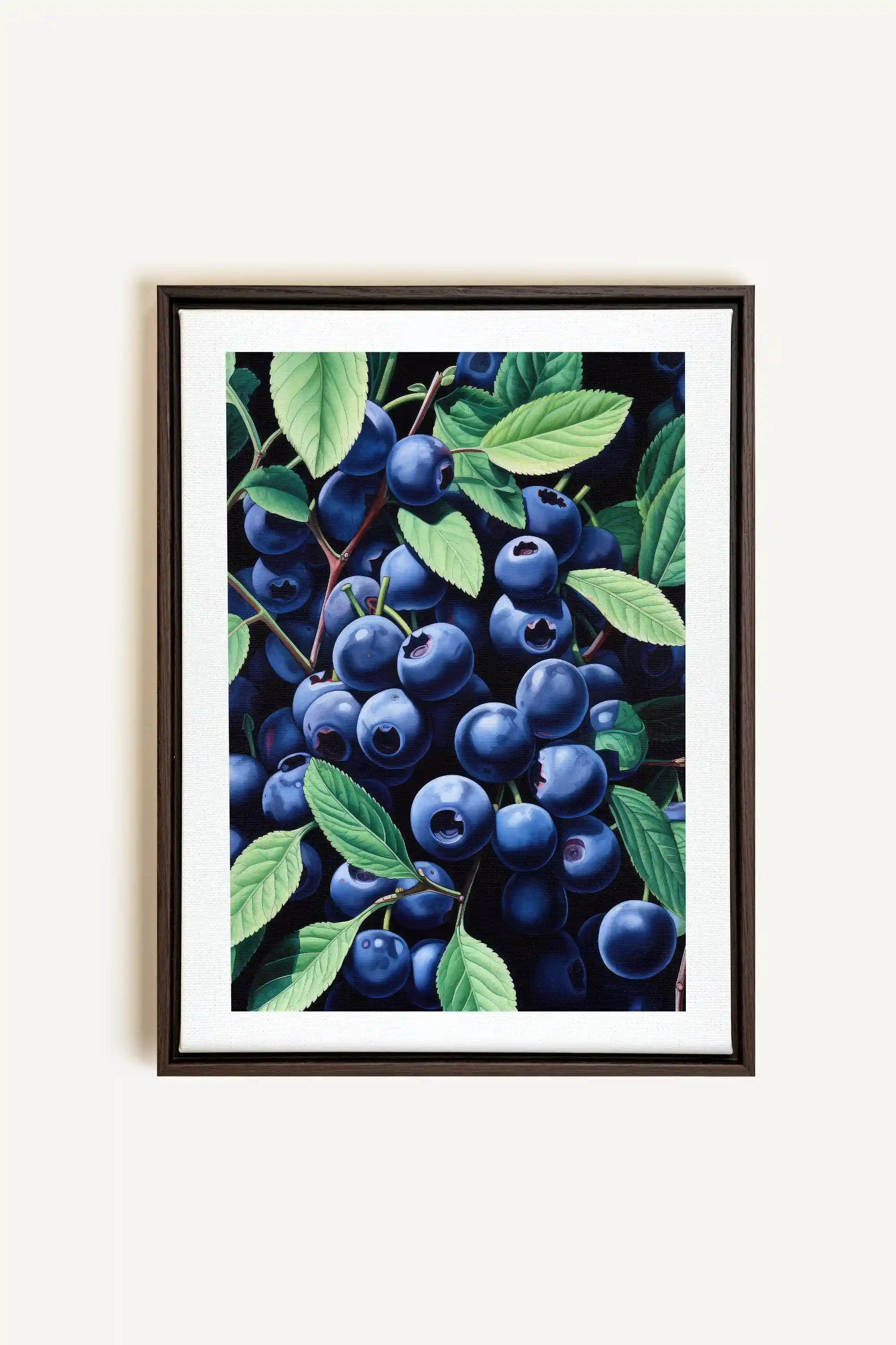 BLUEBERRY BLISS, Oeuvre sur toile étirée, encadré Brun Noyer