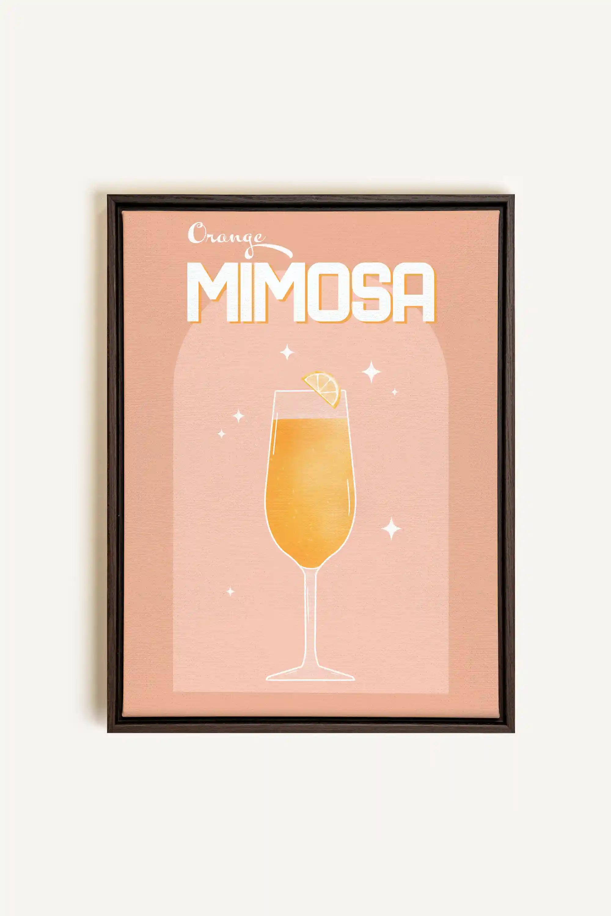 ORANGE MIMOSA, Oeuvre sur toile étirée, encadré Brun Noyer