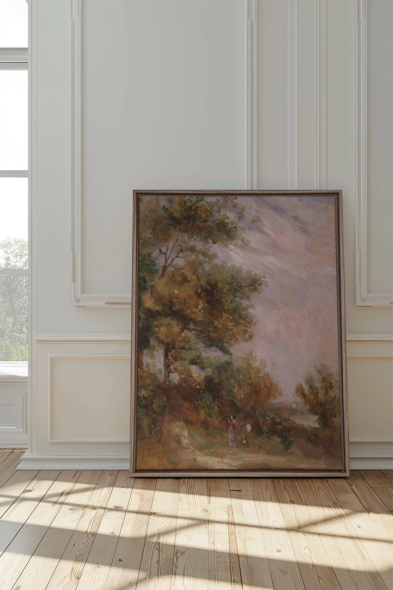 BLUSH SKY GROVE, Oeuvre sur toile étirée, encadré Brun Chêne