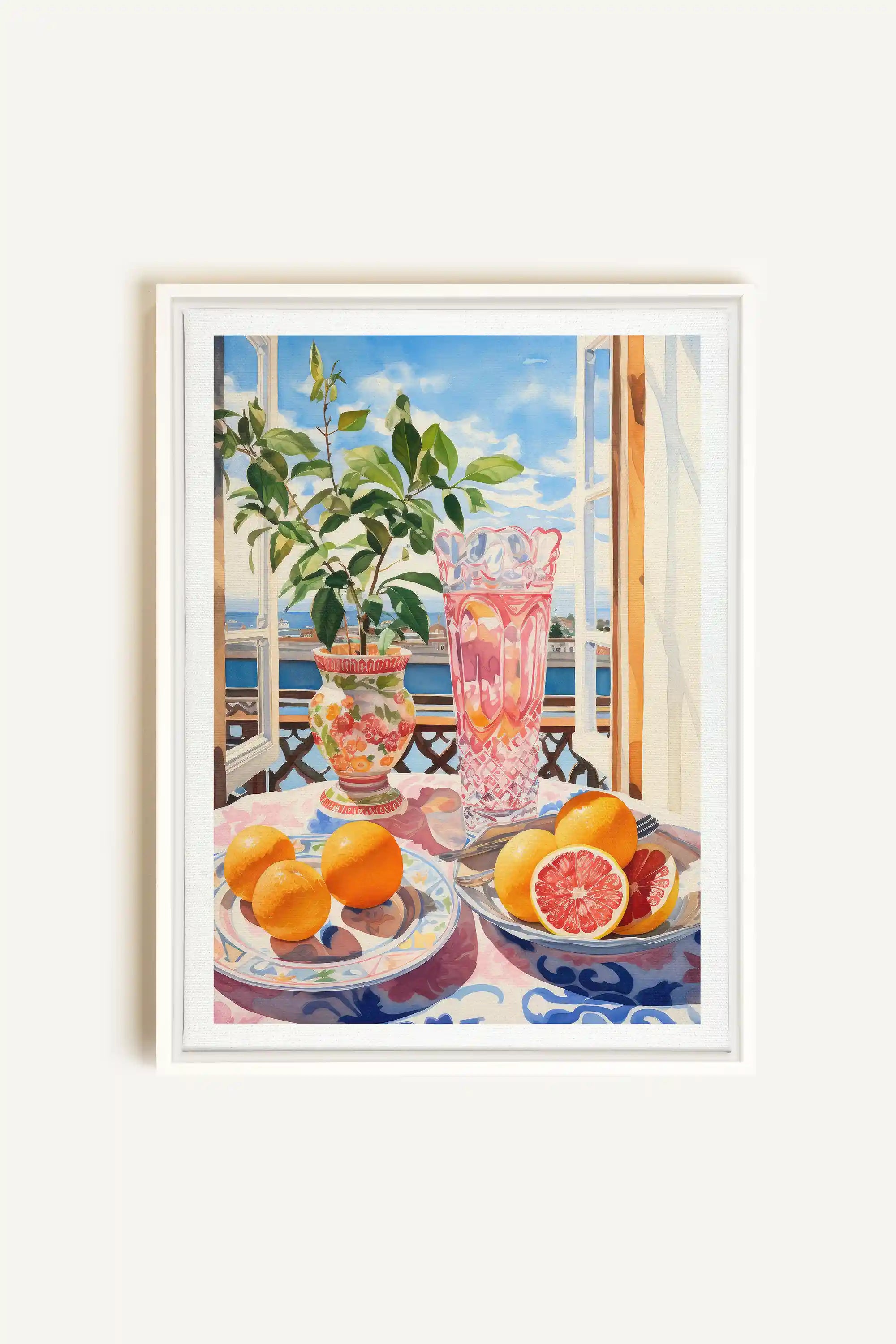 CITRUS VISTA PARADISE, Artwork on stretched canvas, framed in white