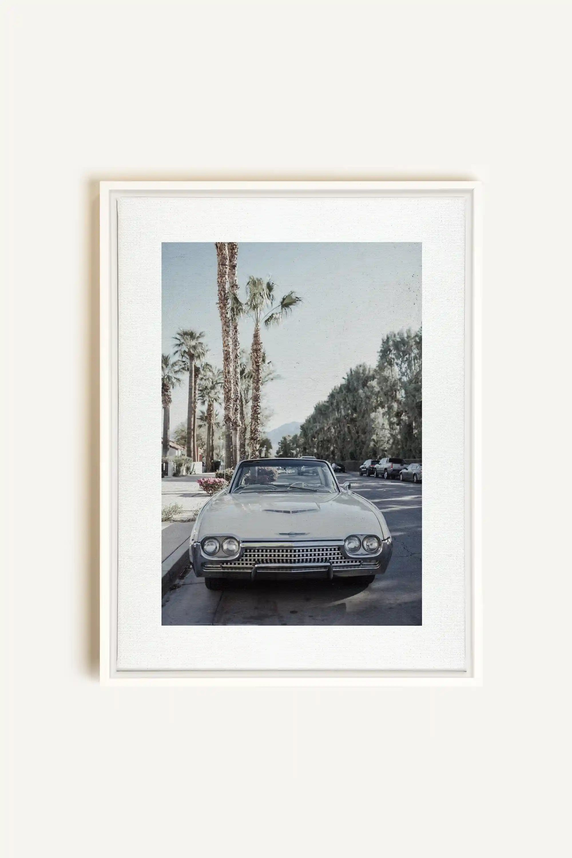 CLASSIC PALM RIDE, Oeuvre sur toile étirée, encadré Blanc