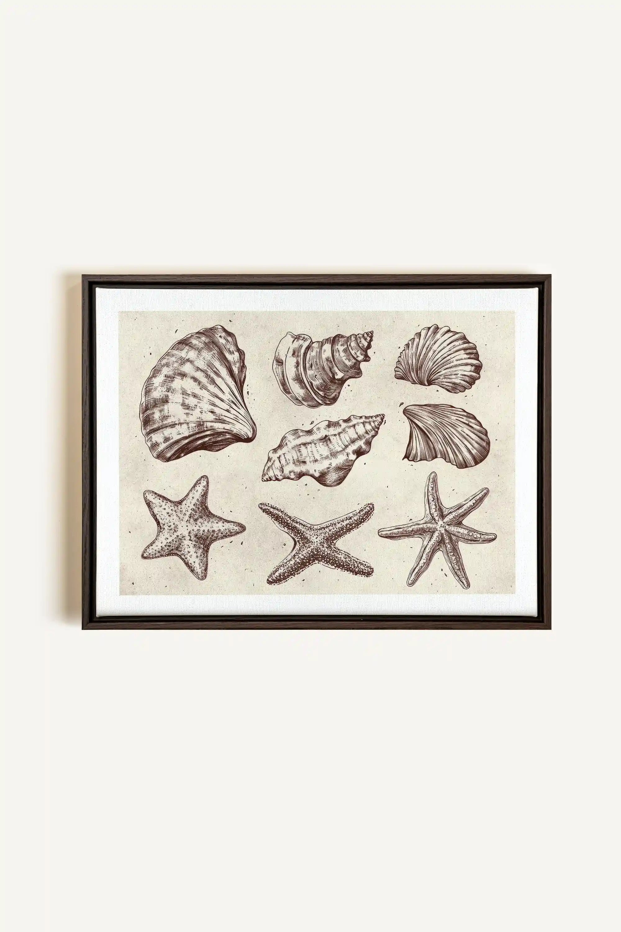COASTAL COLLECTION, Artwork on stretched canvas, framed in Walnut Brown