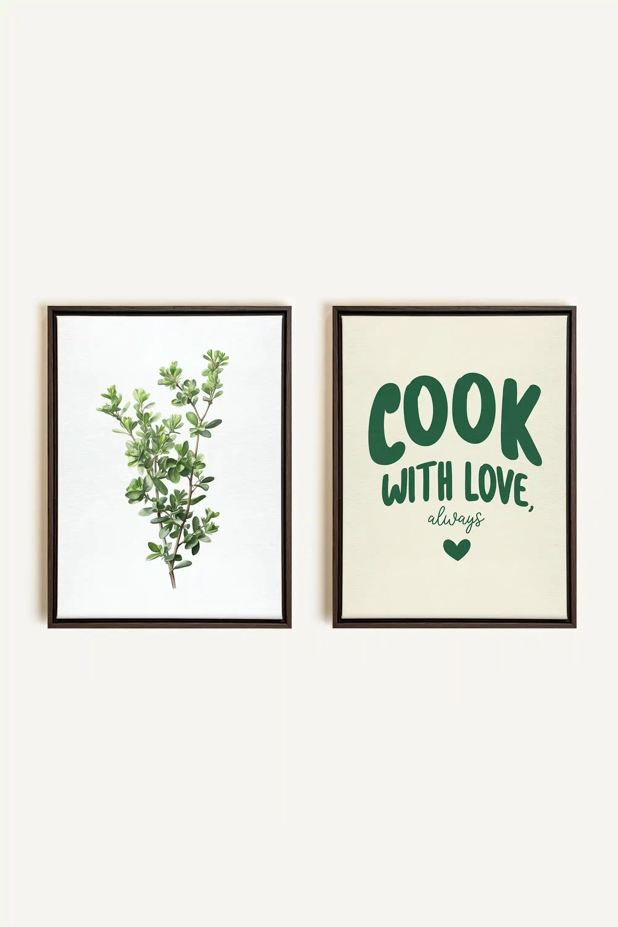COMBINAISON CUISINE, 2 Works on stretched canvas, framed in Walnut Brown