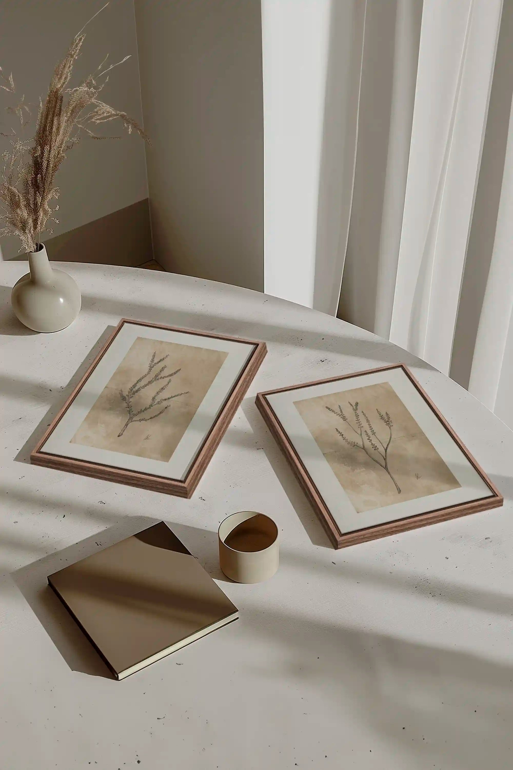 COMBINAISON JADE WILSON, 2 Oeuvres sur toile étirée, encadré Brun Chêne