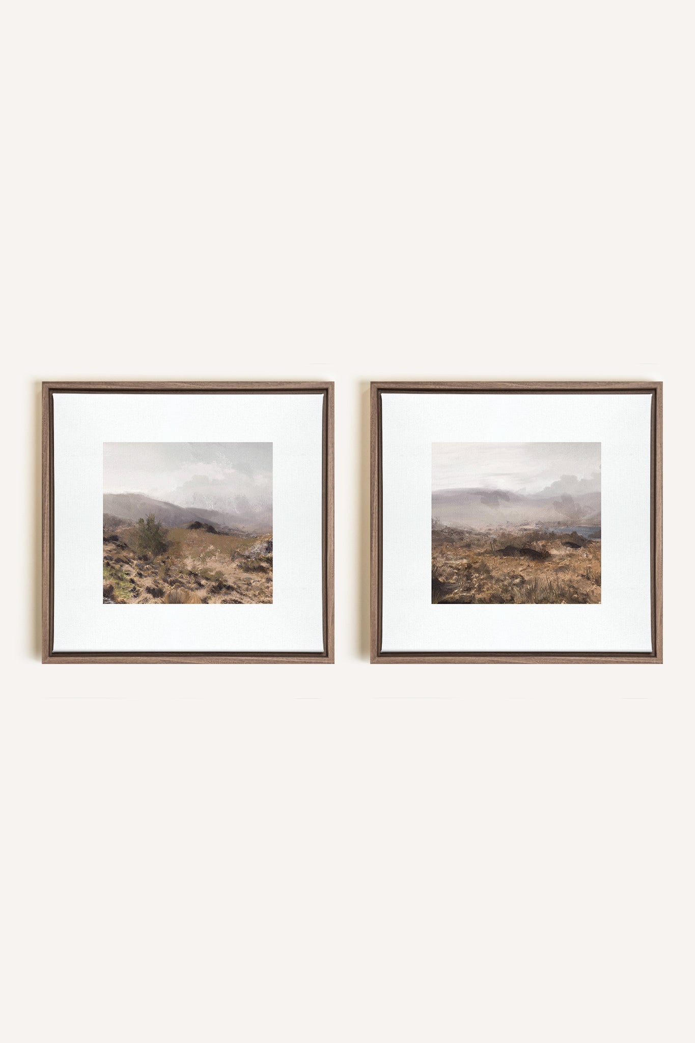 COMBINAISON VIRGINIE, 2 Oeuvres sur toile étirée, encadré Brun Chêne