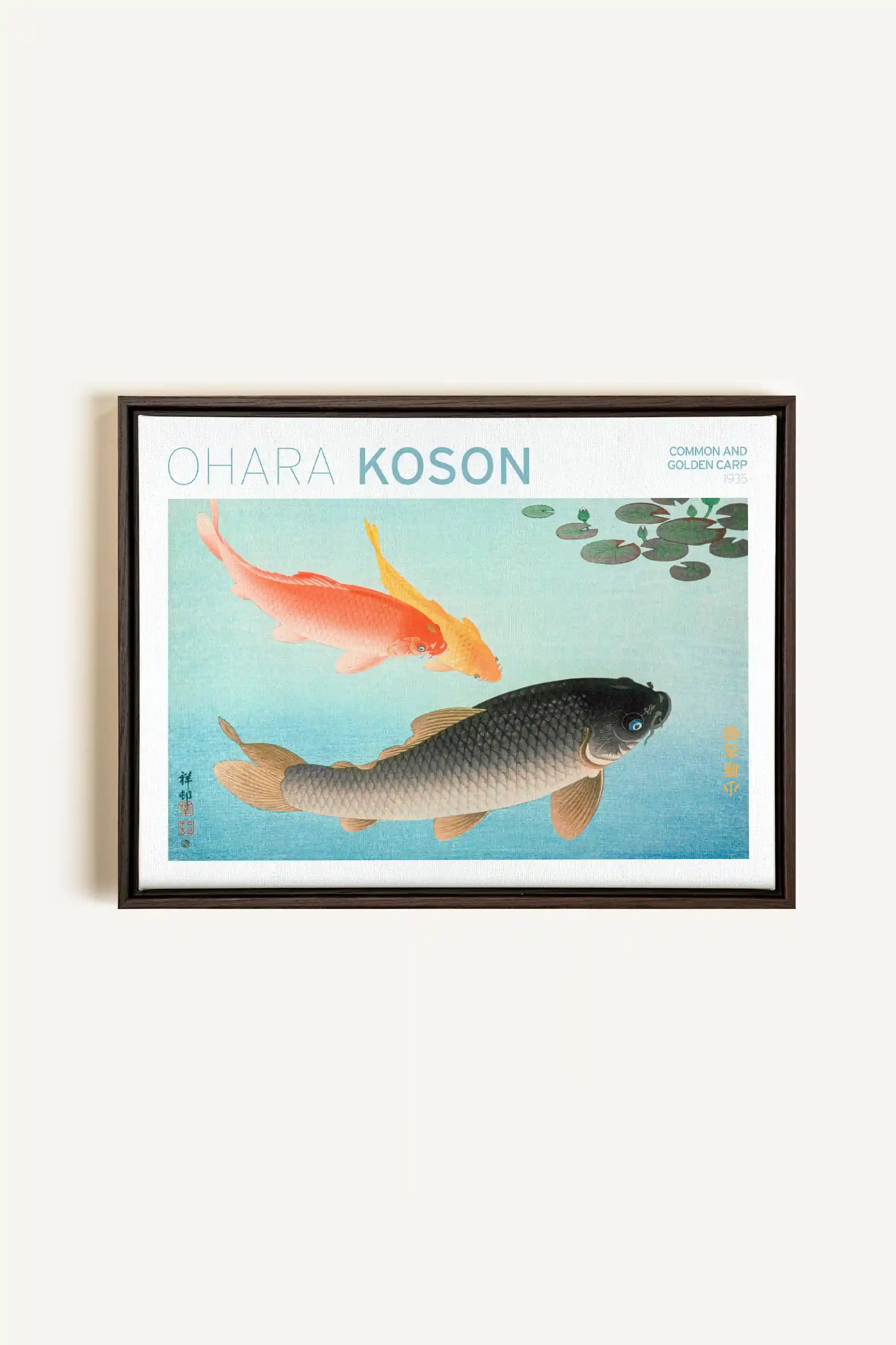 COMMON & GOLDEN CARP, Oeuvre sur toile étirée, encadré Brun Noyer