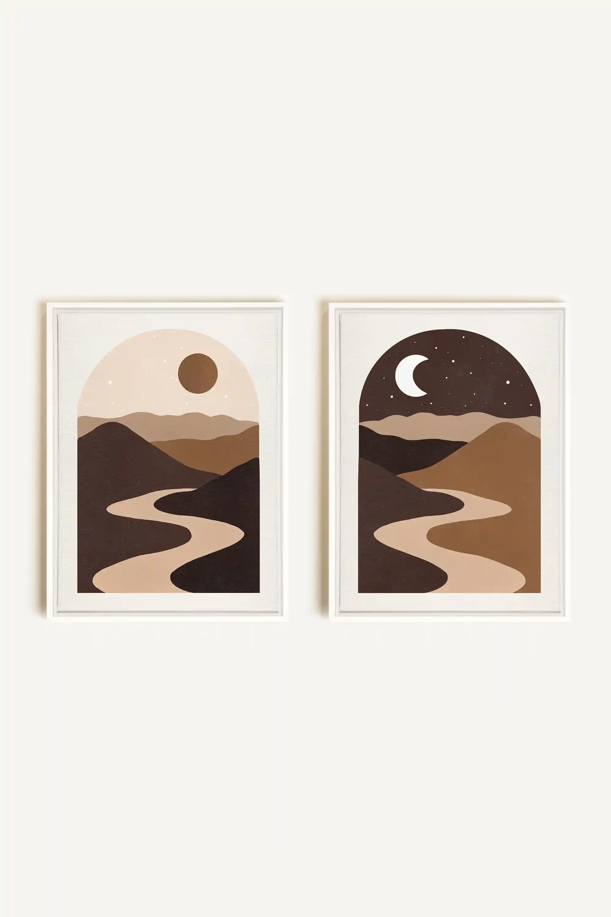 DESERT DREAMS DUO, 2 Oeuvres sur toile étirée, encadré Blanc
