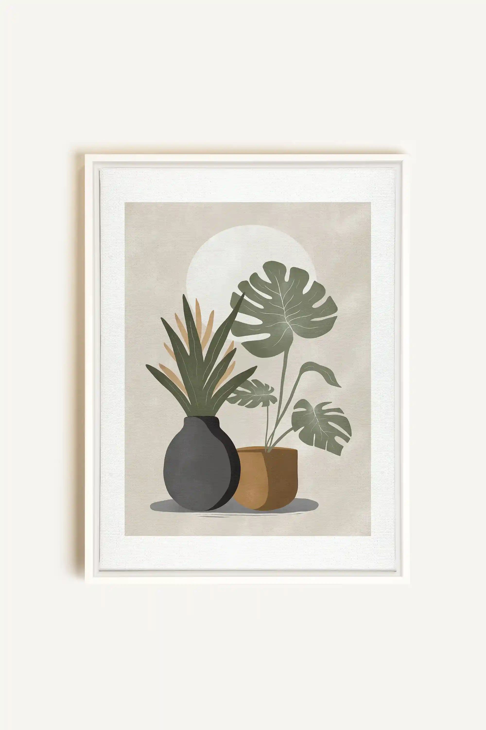 DESERT GREENS, Artwork on stretched canvas, framed in white