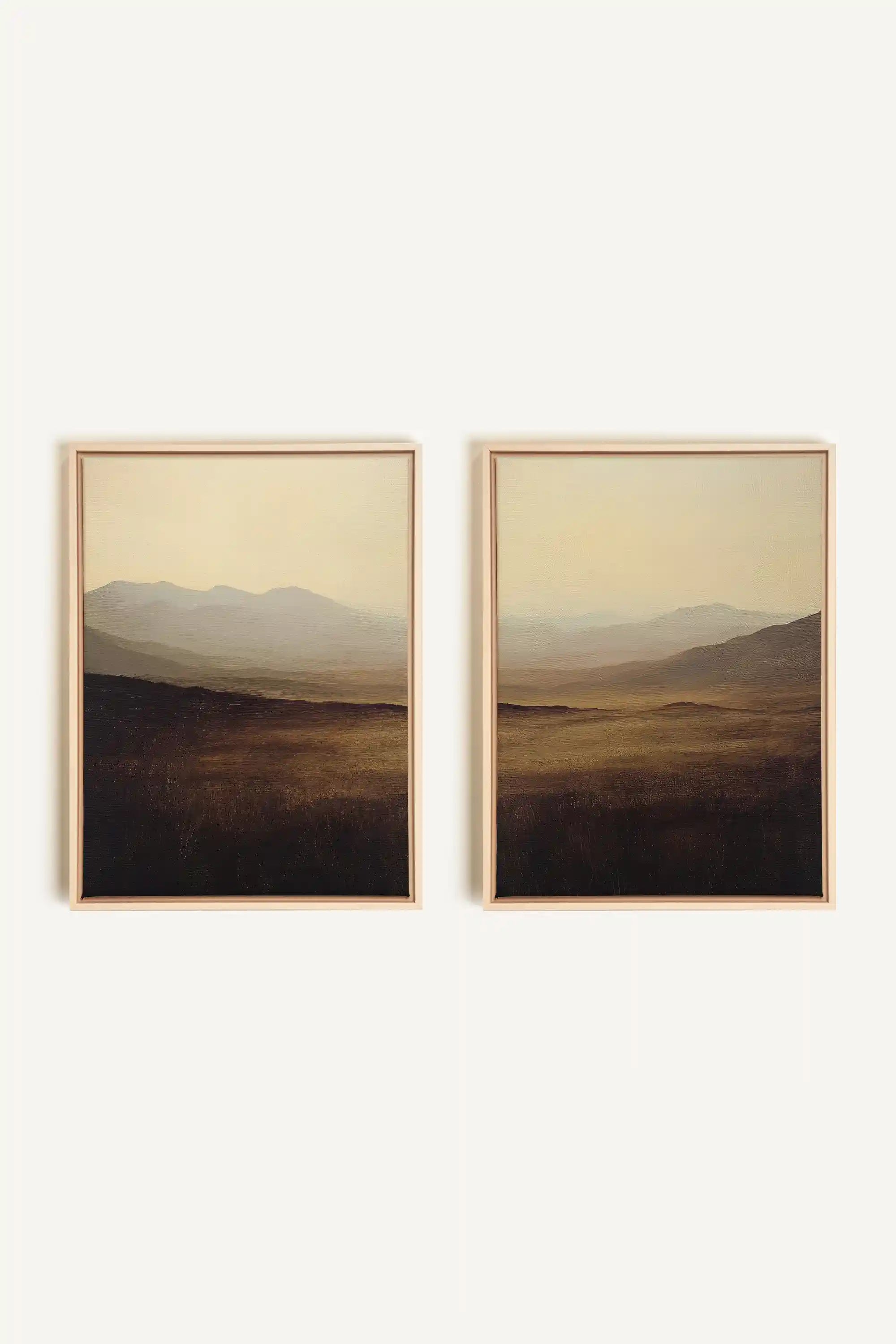 DISTANT DREAMS DUO, 2 Oeuvres sur toile étirée, encadré Naturel Clair