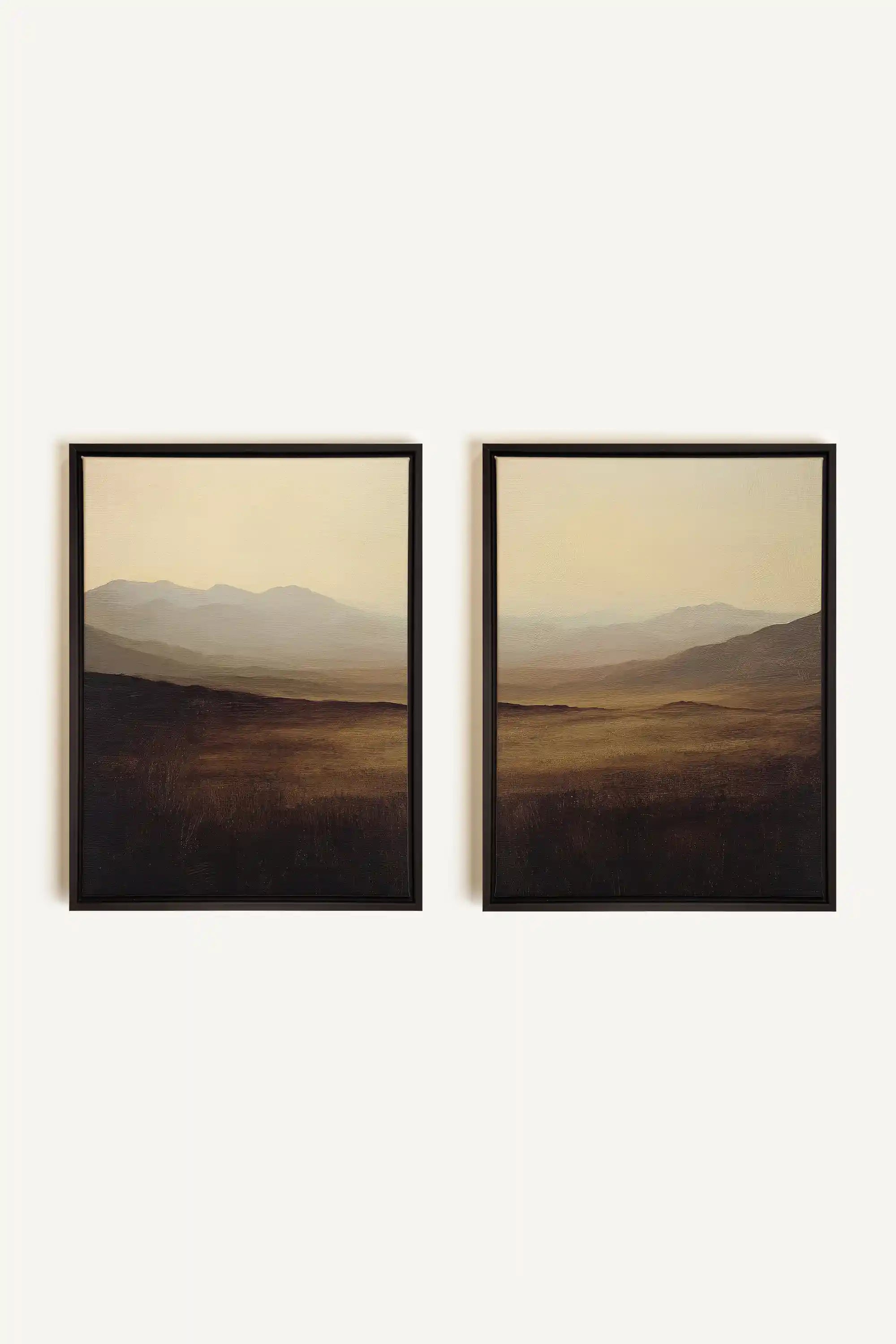 DISTANT DREAMS DUO, 2 Works on stretched canvas, black framed